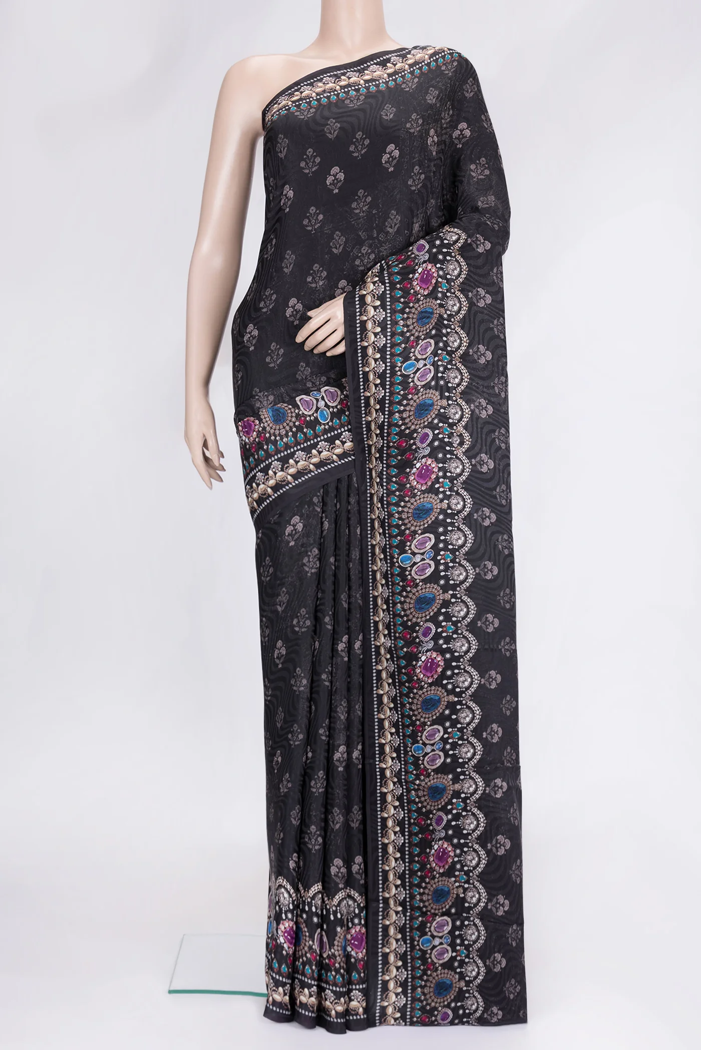 Black Crepe Saree