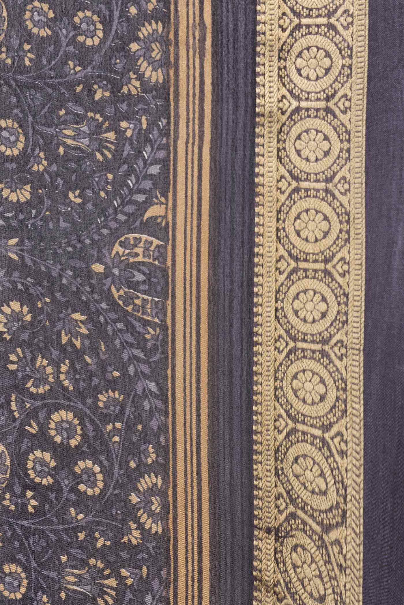 Black Dual Tone Mysore Crepe Saree - Image 3