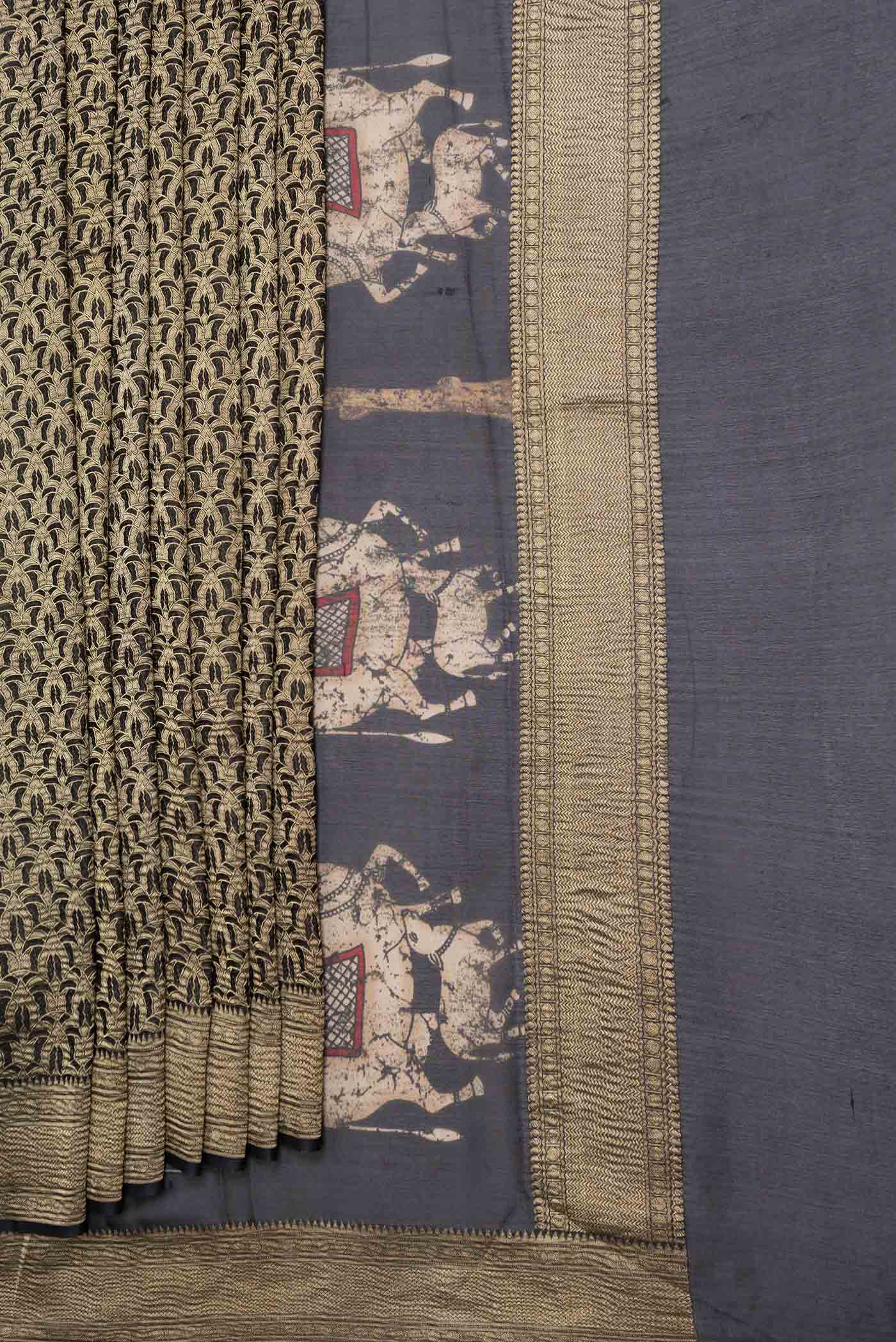 Black Mysore Crepe Saree - Image 4