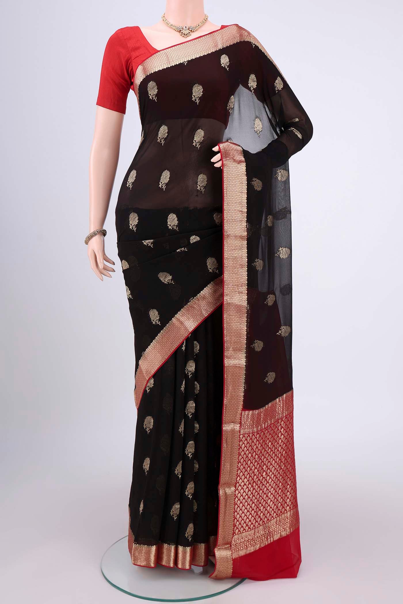 Black Dual Tone Mysore Georgette Saree