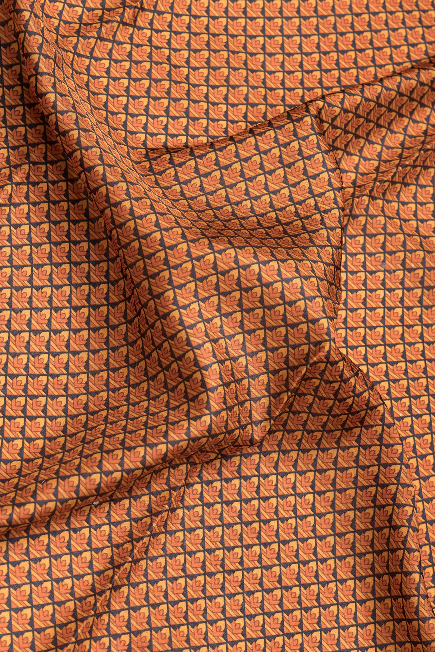 Brick Orange Printed Silk Saree - Image 2