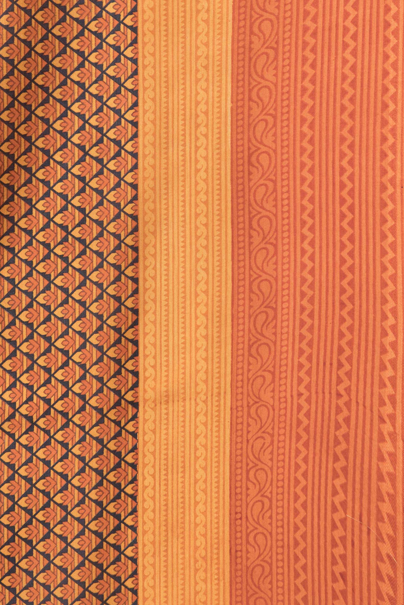 Brick Orange Printed Silk Saree - Image 3