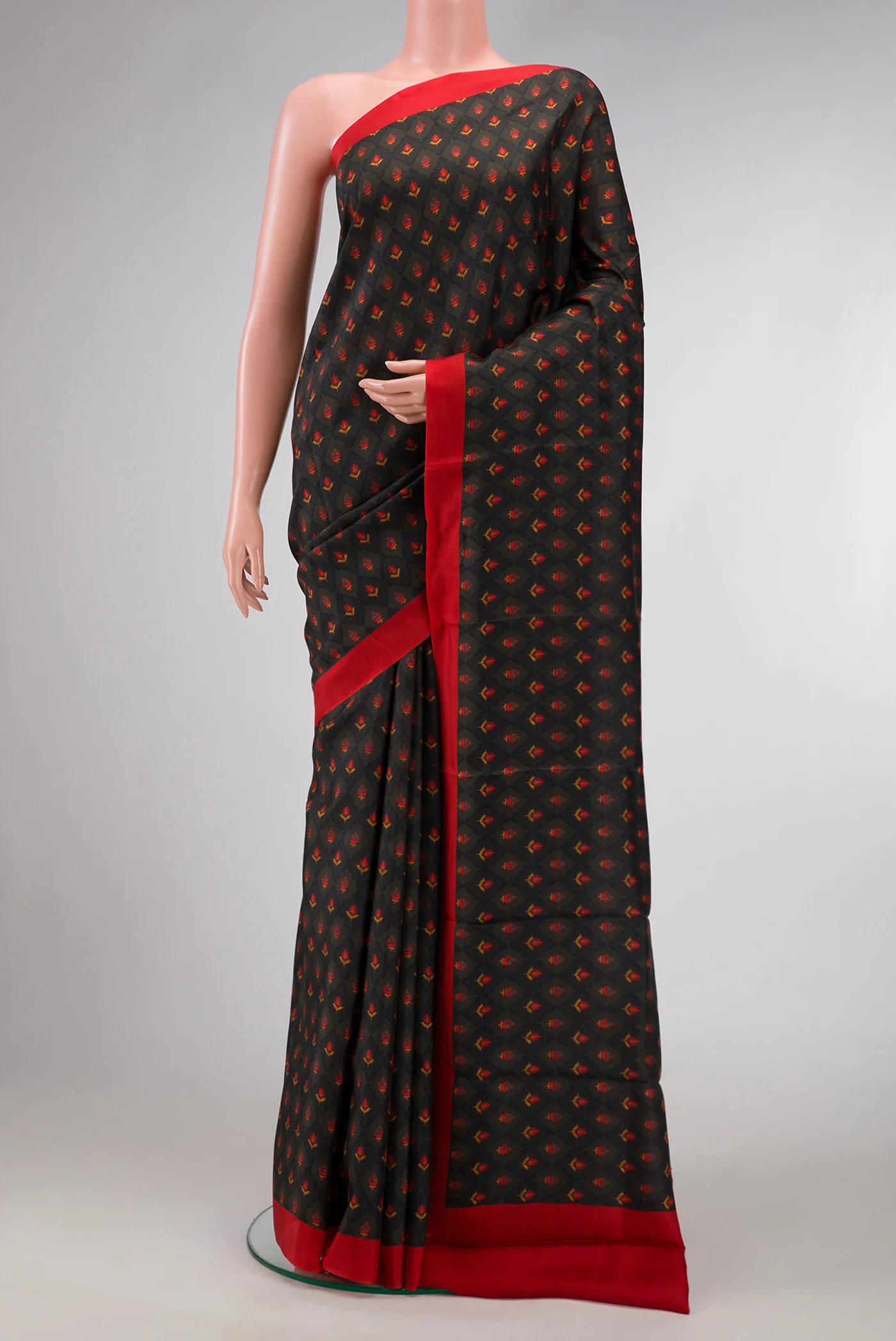 Black Printed Silk Saree