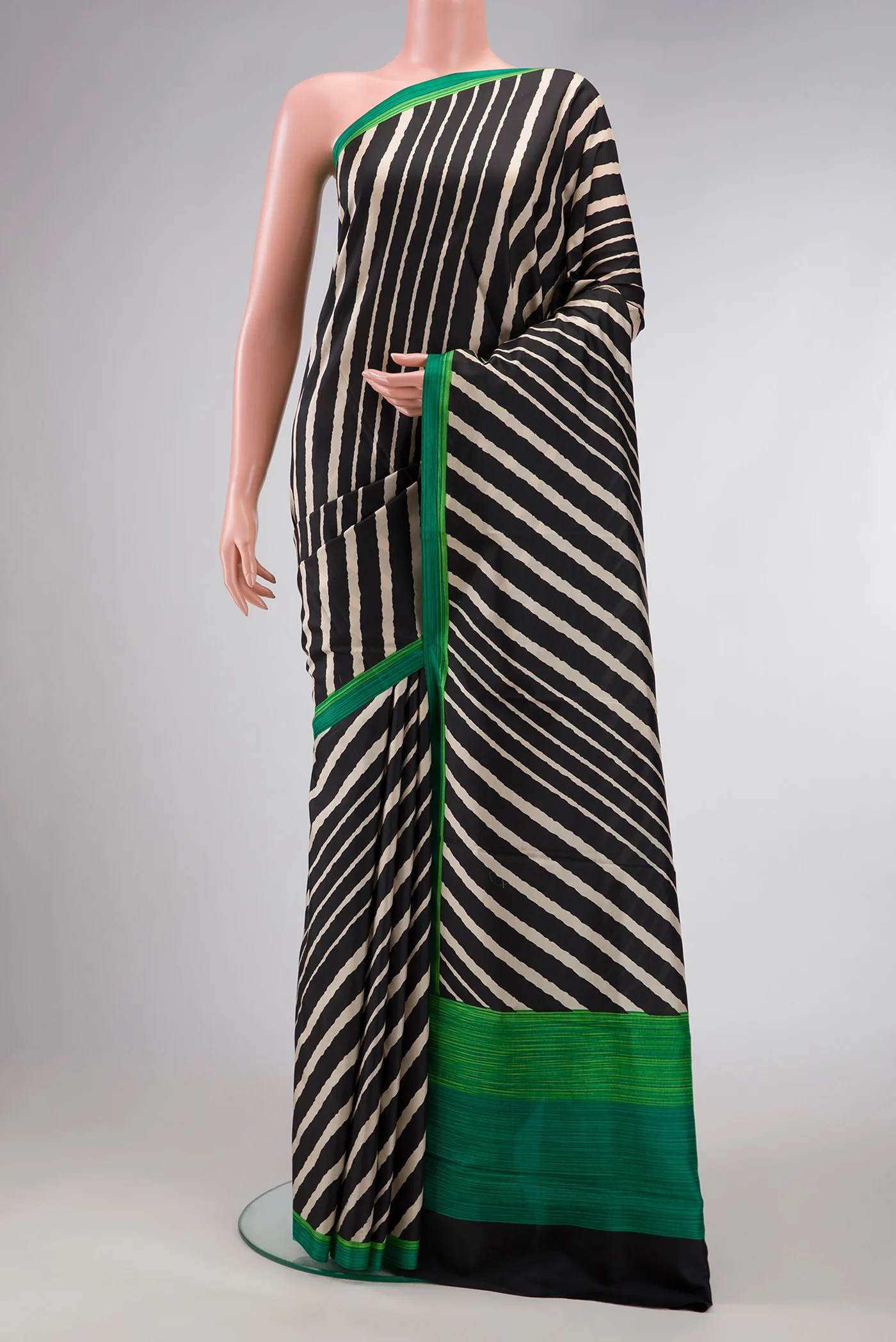 Black Printed Silk Saree