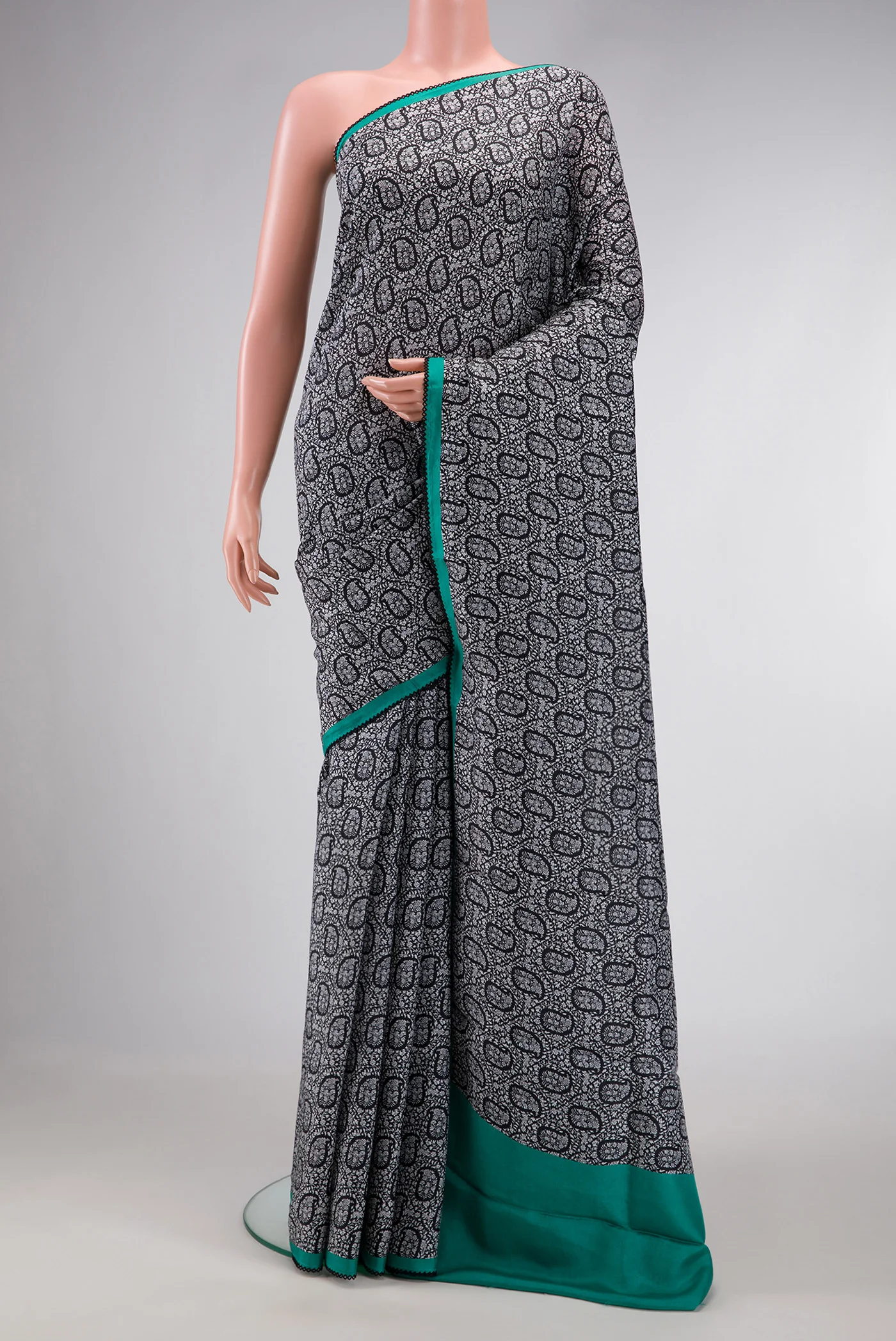 Black Printed Silk Saree