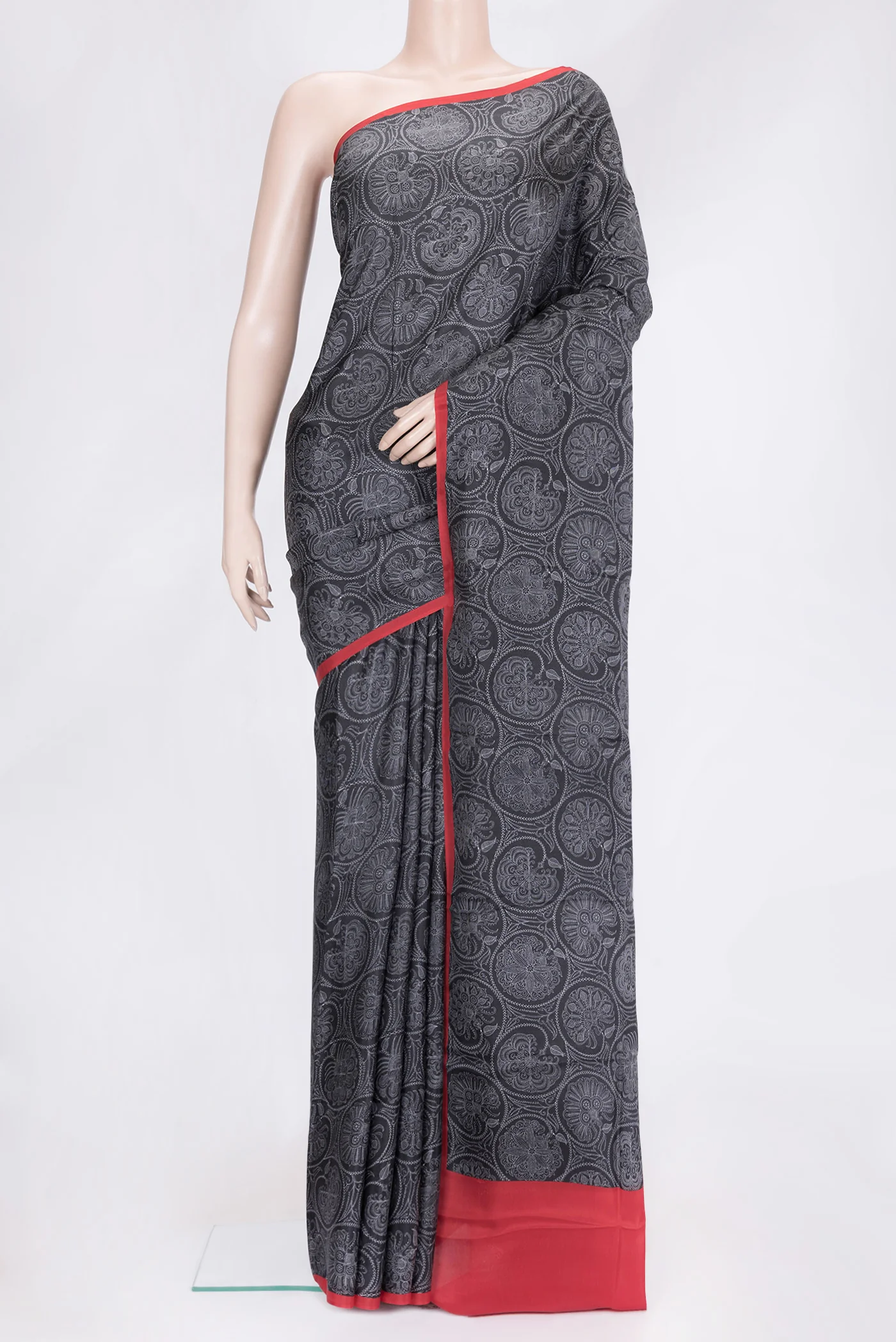 Black Printed Silk Saree