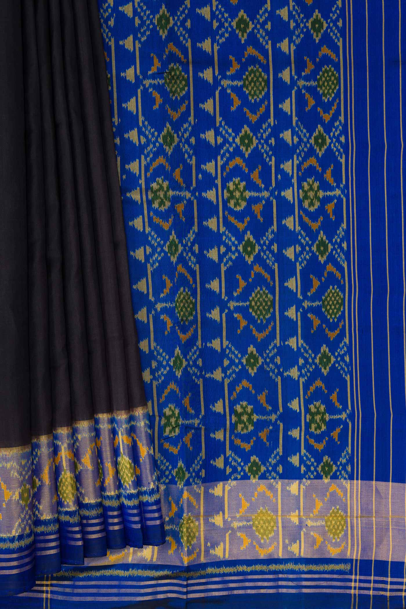 Black Dual Tone Rajkot Patola Silk Saree - Image 4