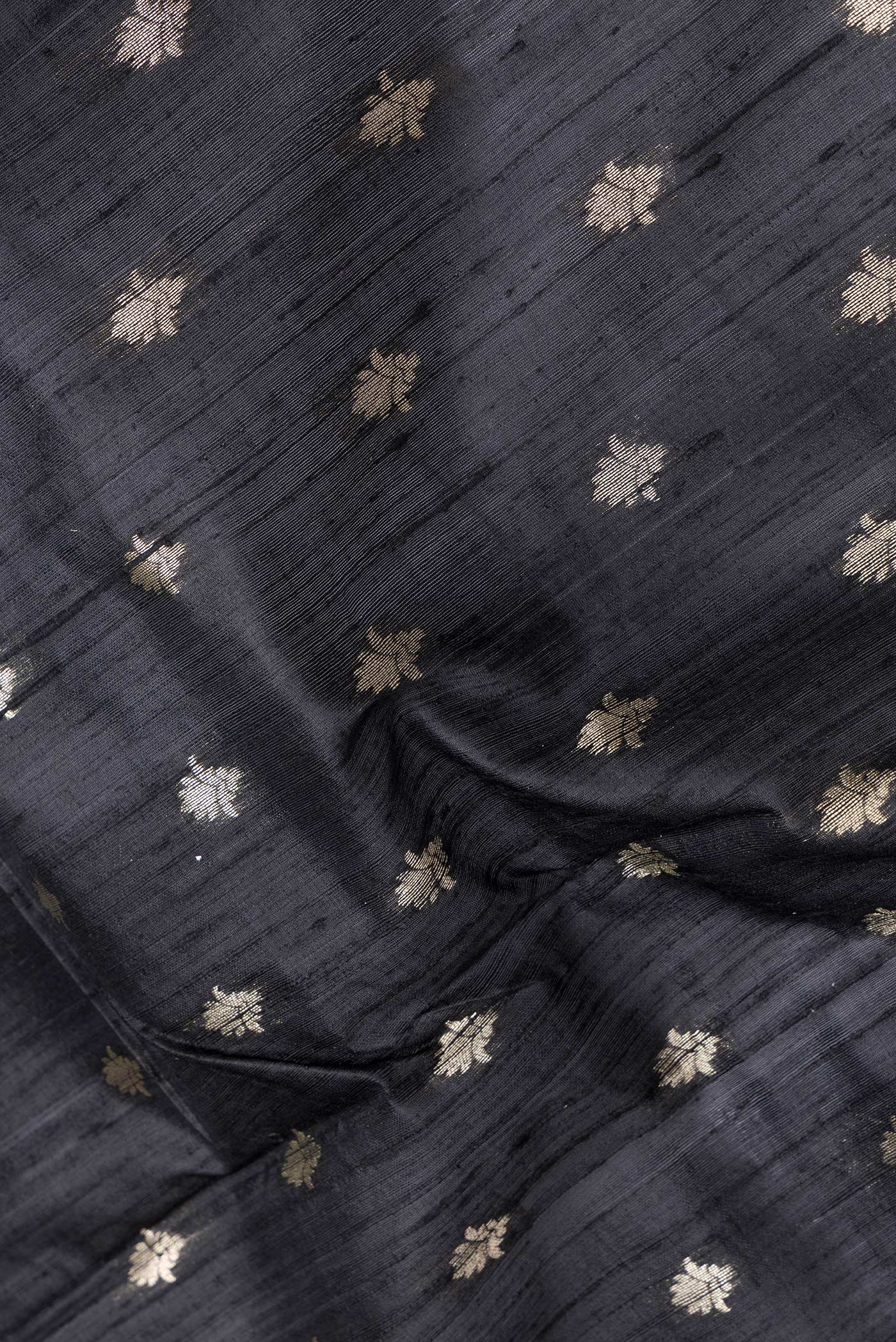 Black Banarasi Raw Silk Saree - Image 2
