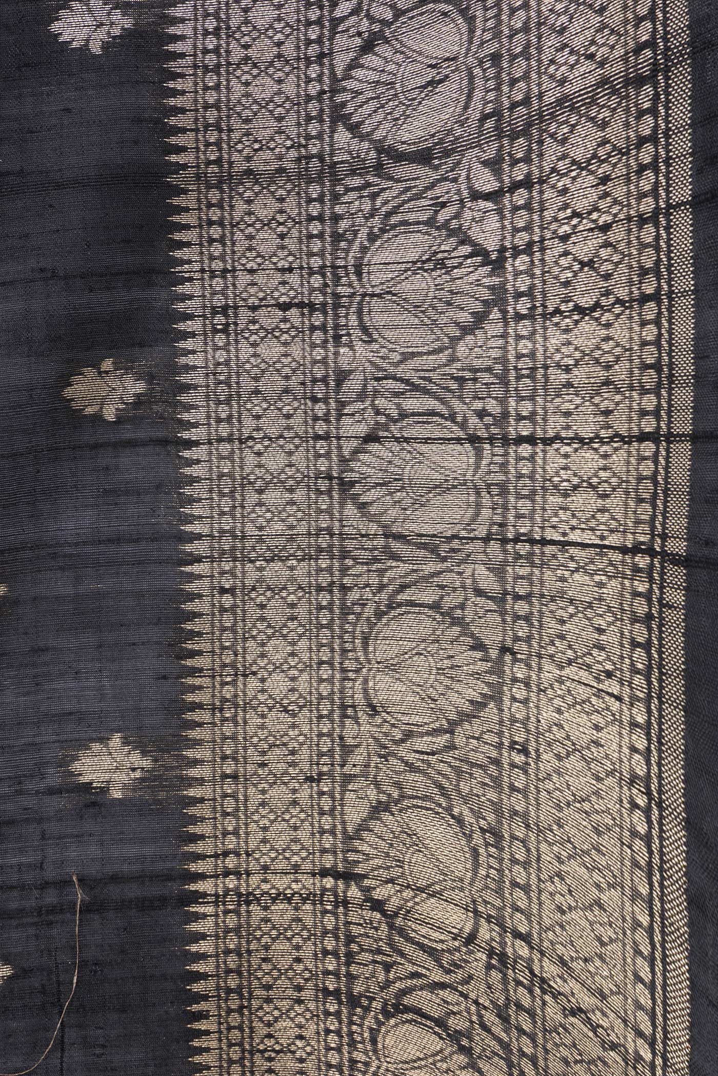 Black Banarasi Raw Silk Saree - Image 3