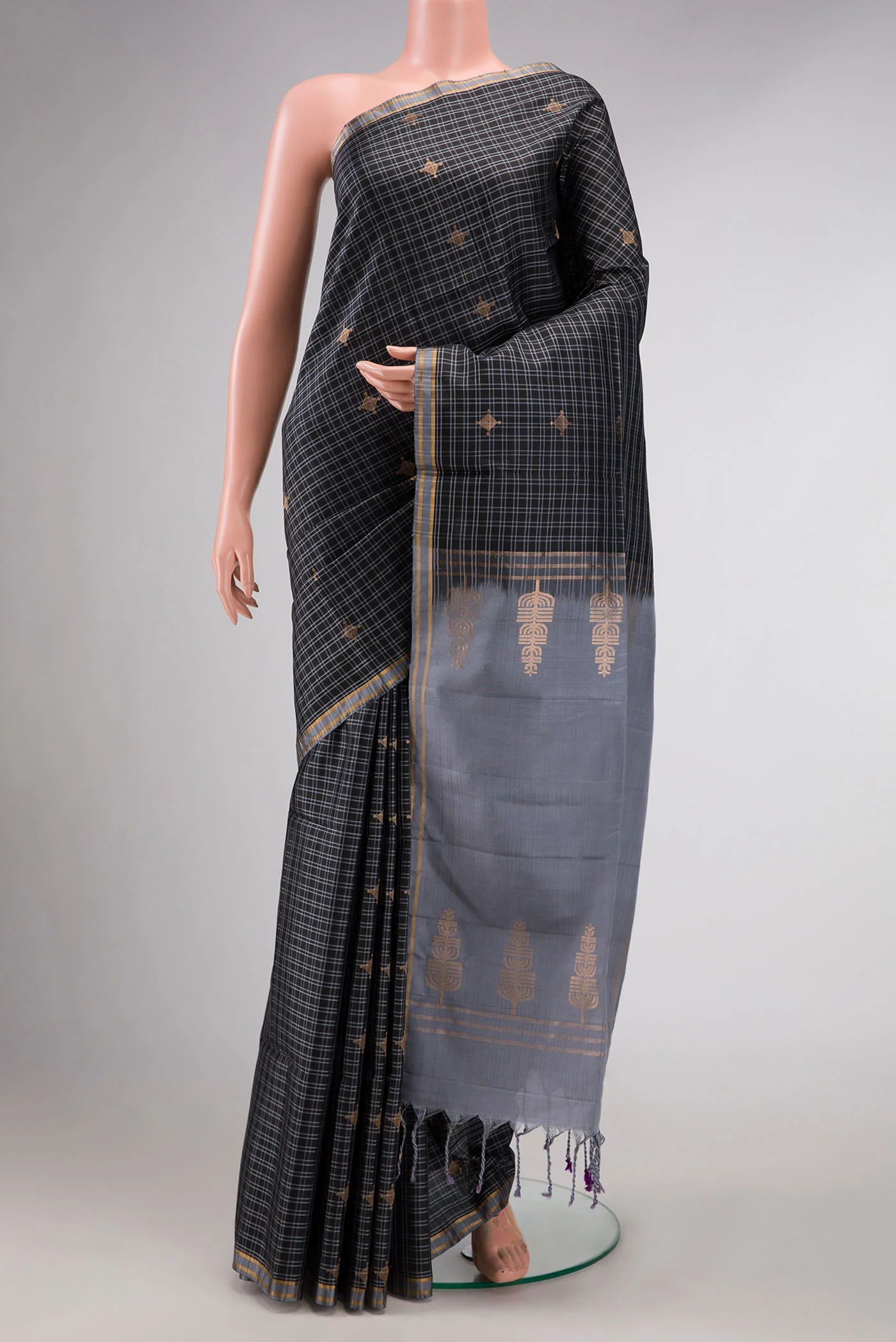 Black Dual Tone Soft Silk Saree