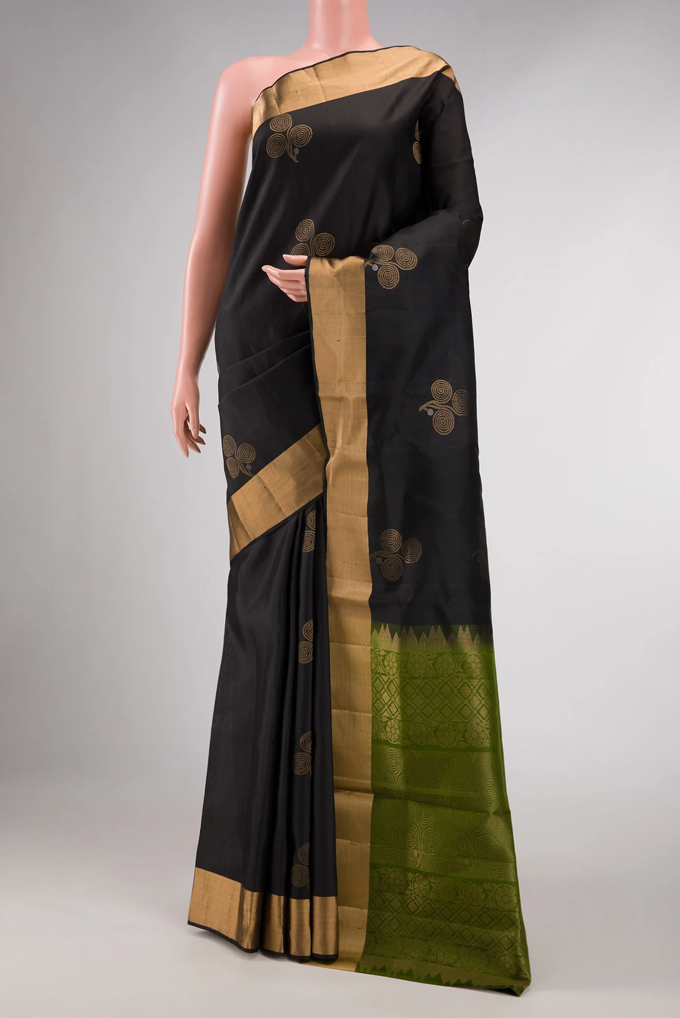 Black Dual Tone Soft Silk Saree