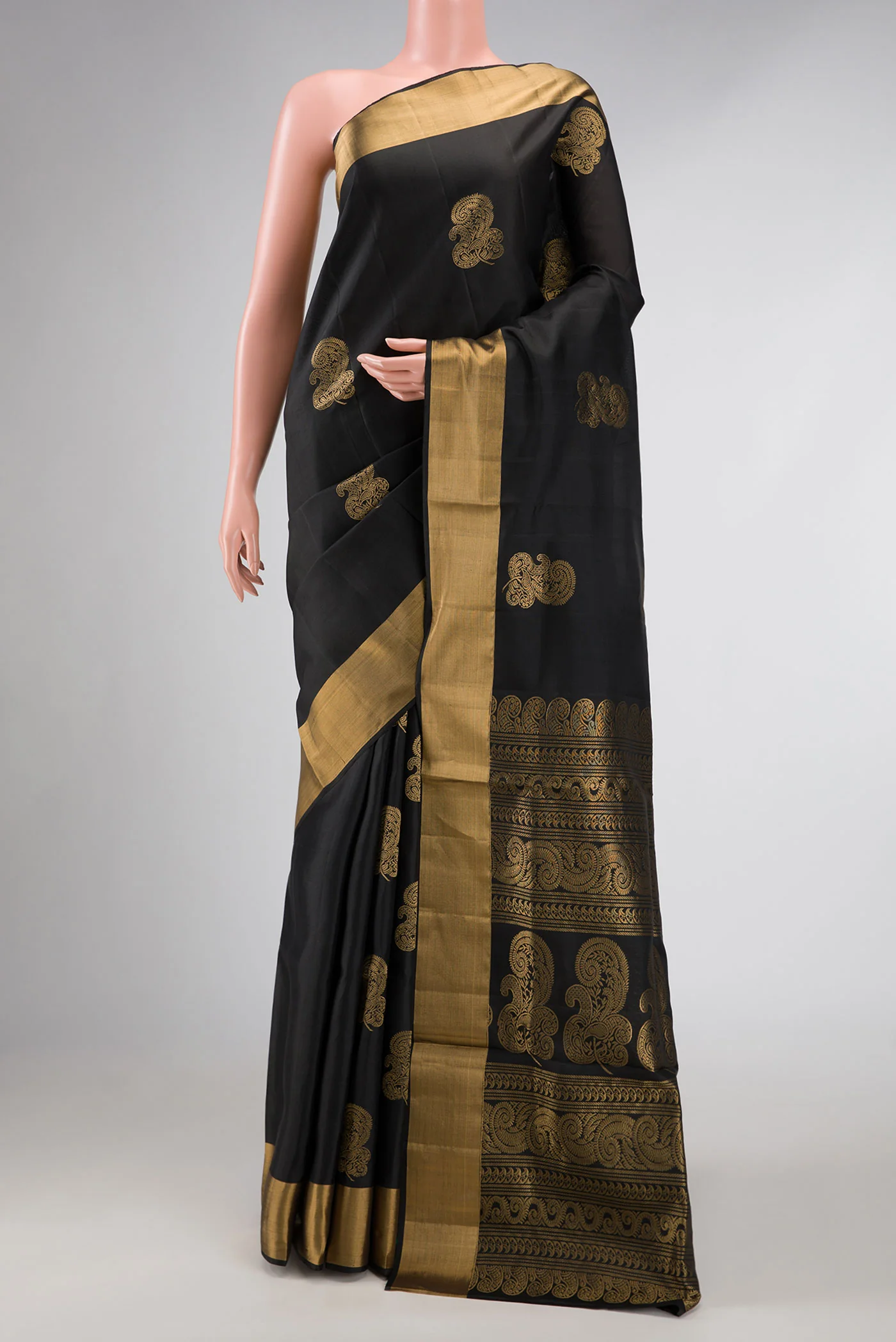 Black Dual Tone Soft Silk Saree
