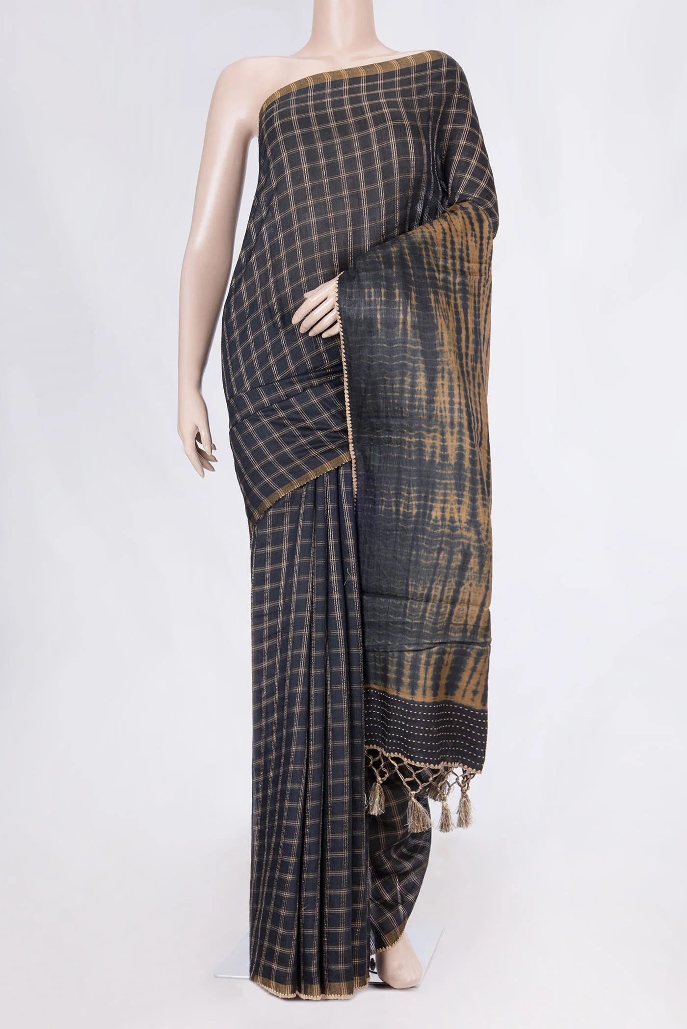 Black Tussar Silk Saree