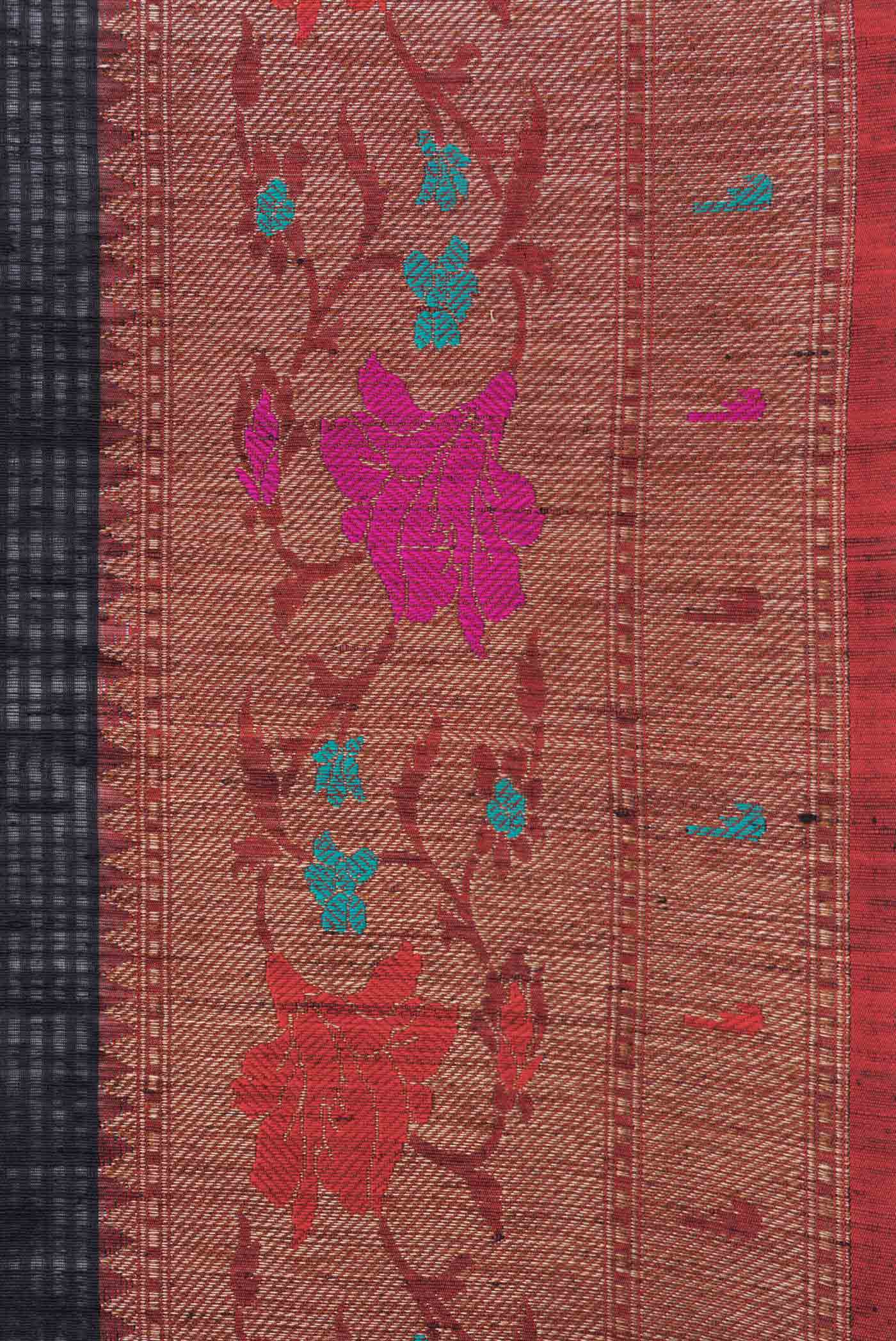 Black Banarasi Tussar Silk Saree - Image 3
