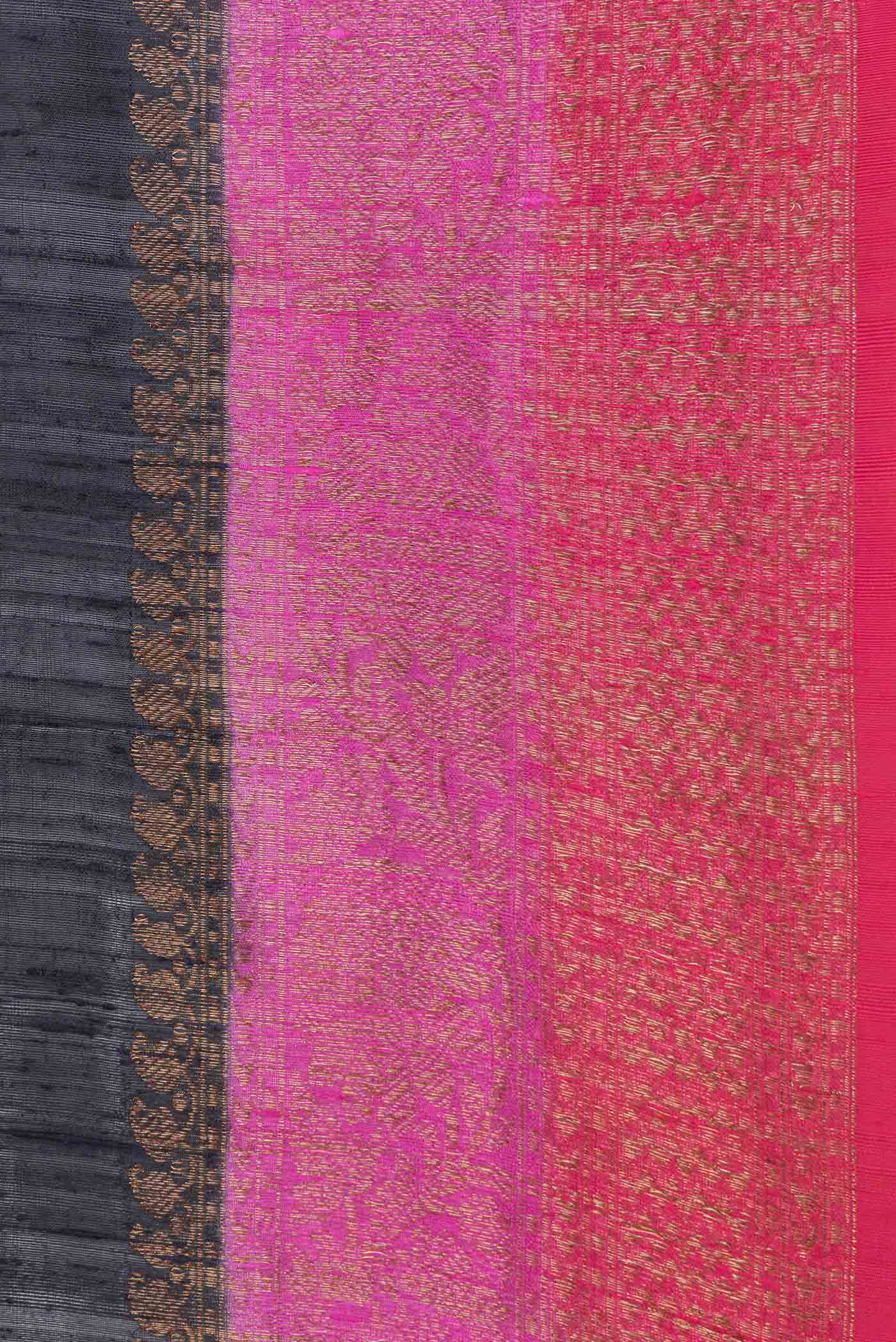 Black Banarasi Tussar Silk Saree - Image 3
