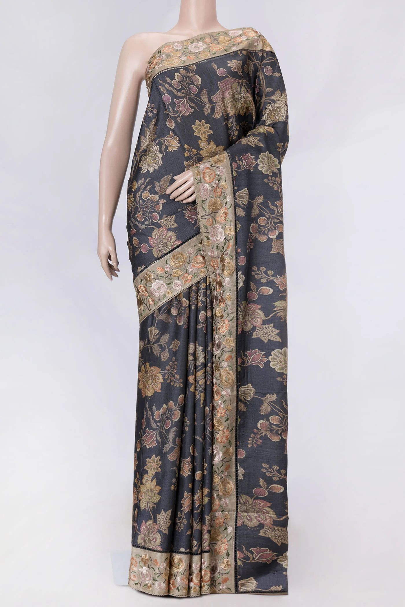 Black Dual Tone Tussar Saree