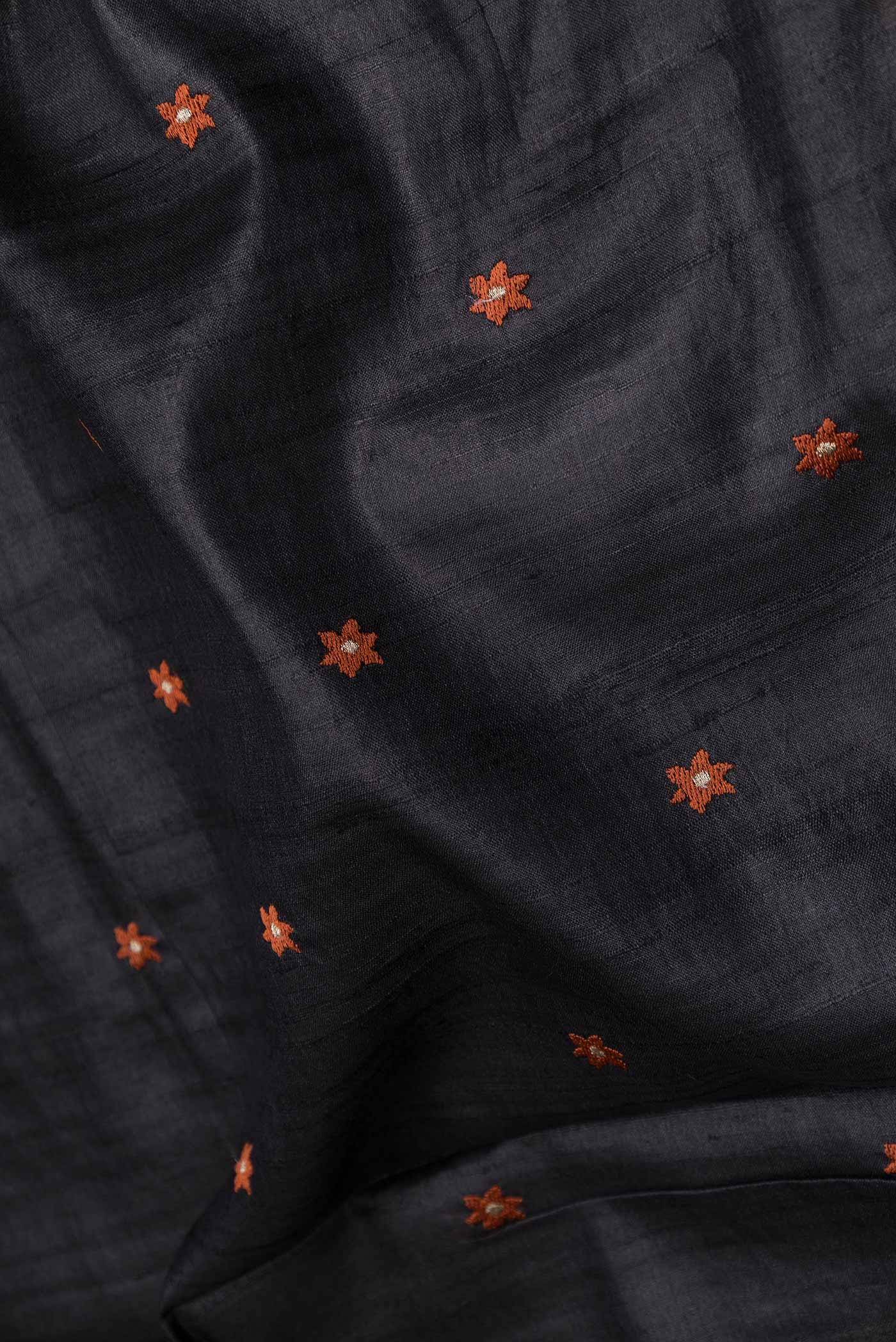 Black Tussar Silk Saree - Image 2
