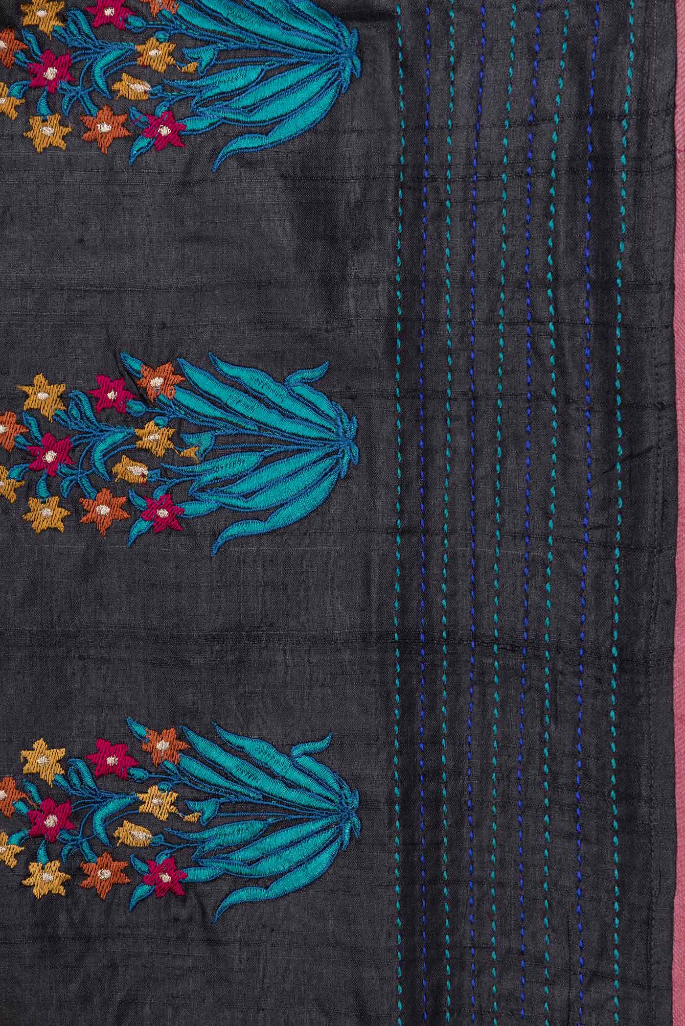 Black Tussar Silk Saree - Image 3