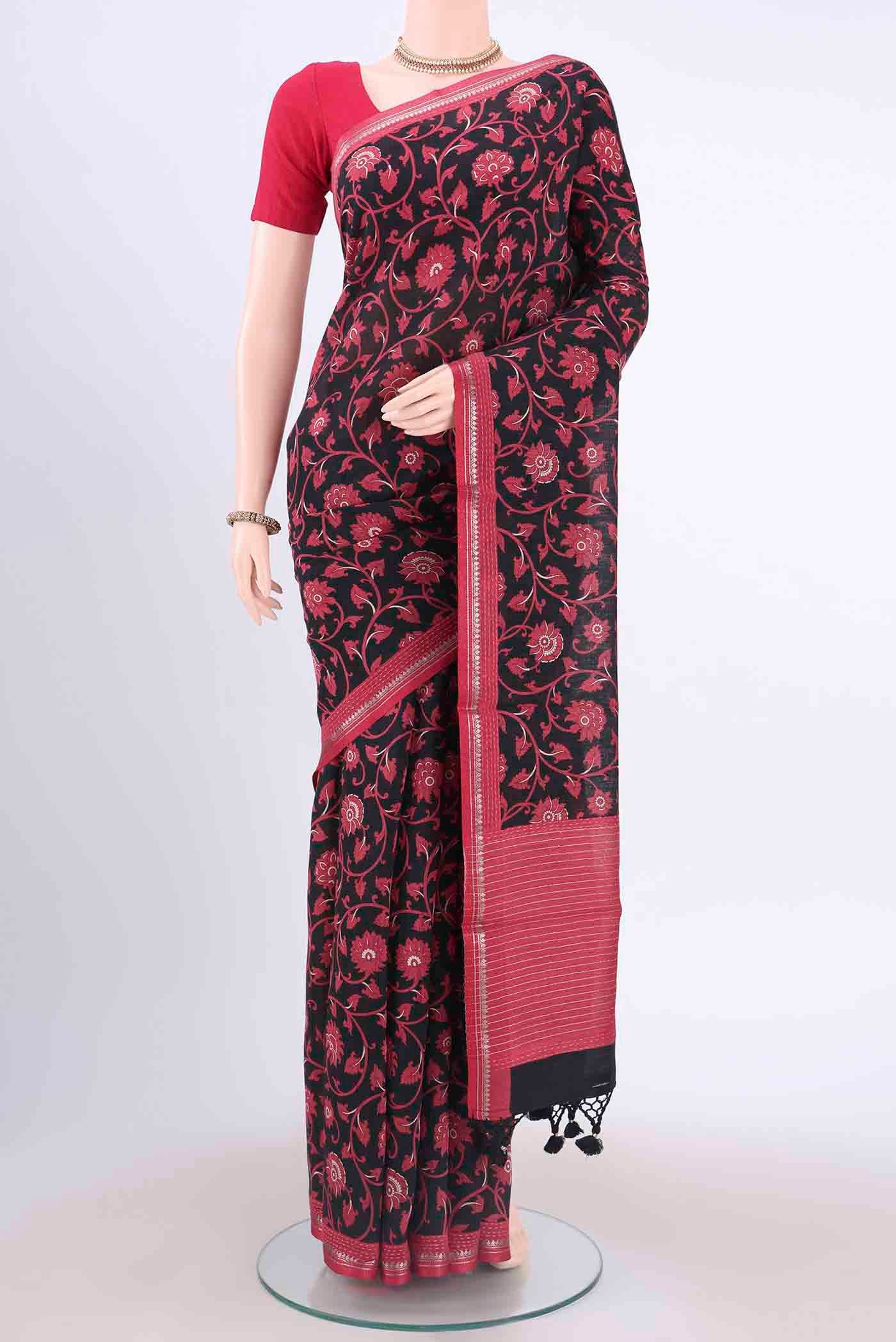 Black Dual Tone Tussar Silk Saree