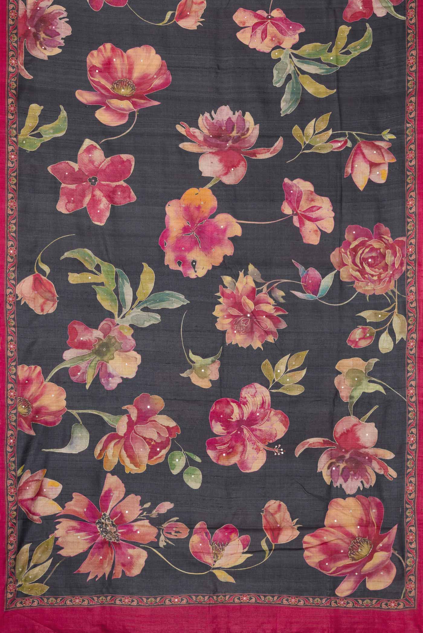 Black Dual Tone Tussar Silk Saree - Image 6