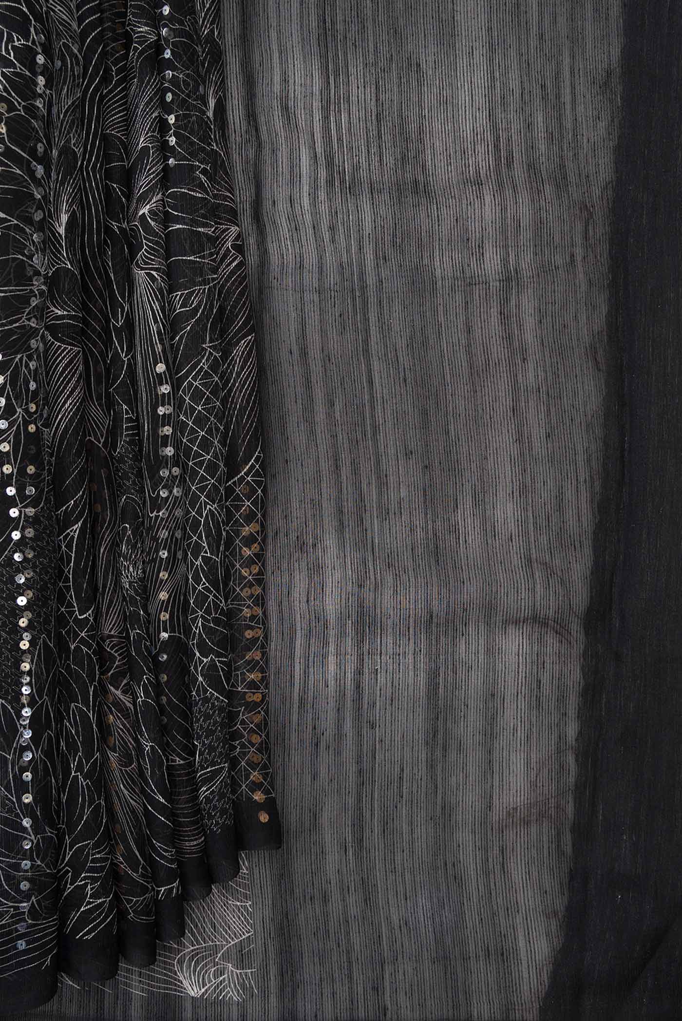 Black Dual Tone Tussar Silk Saree - Image 3