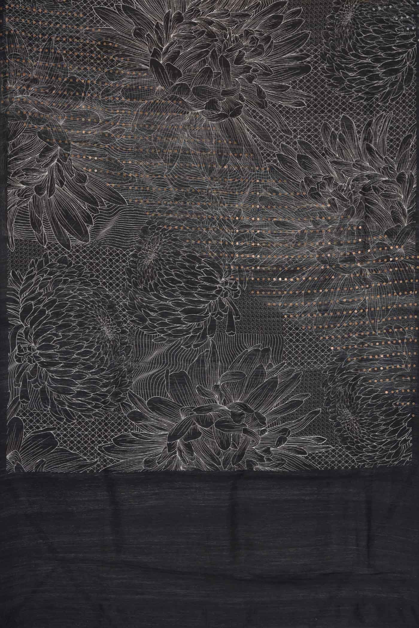 Black Dual Tone Tussar Silk Saree - Image 5