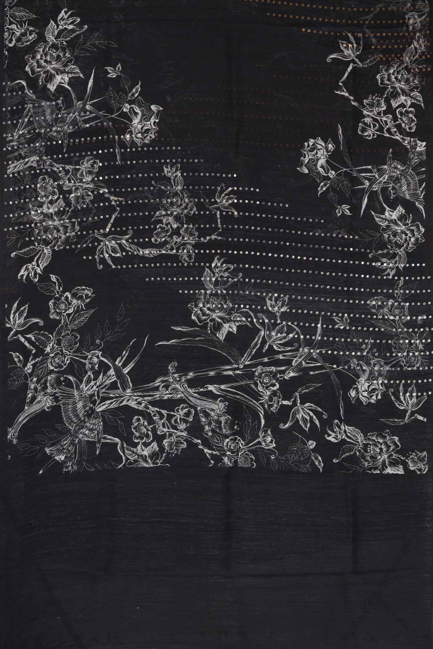 Black Dual Tone Tussar Silk Saree - Image 5