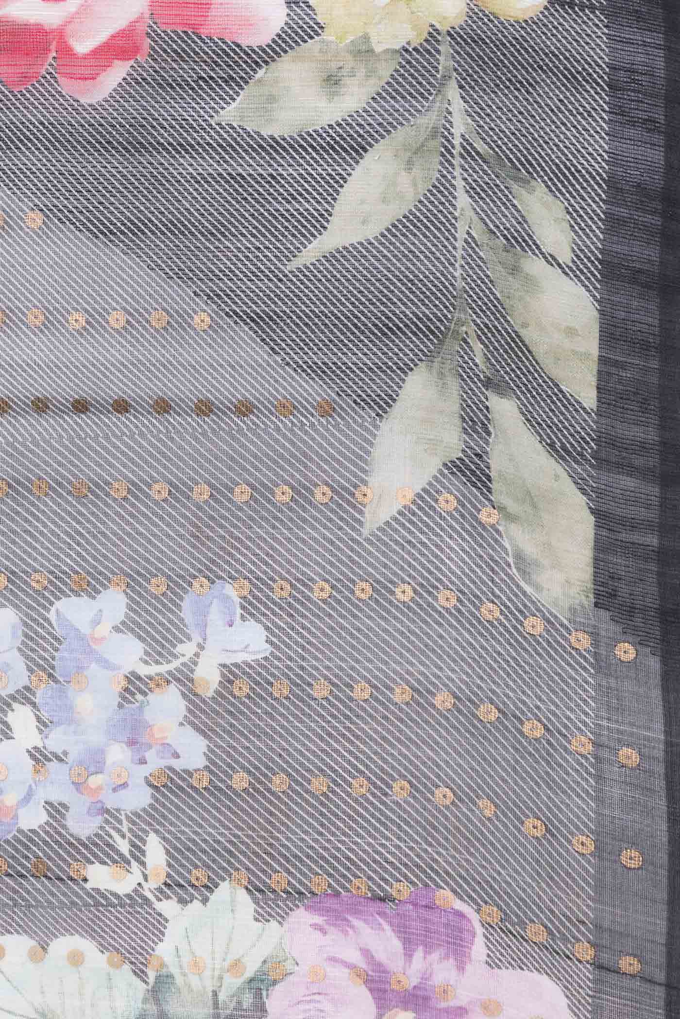 Black Dual Tone Tussar Silk Saree - Image 3