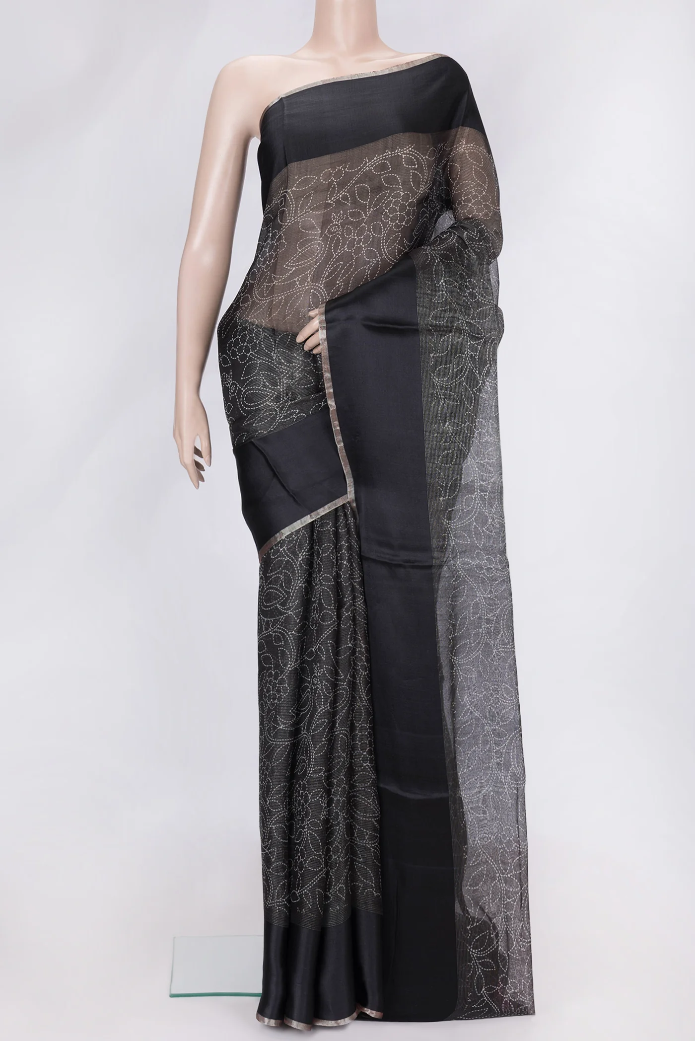 Black Tussar Silk Saree