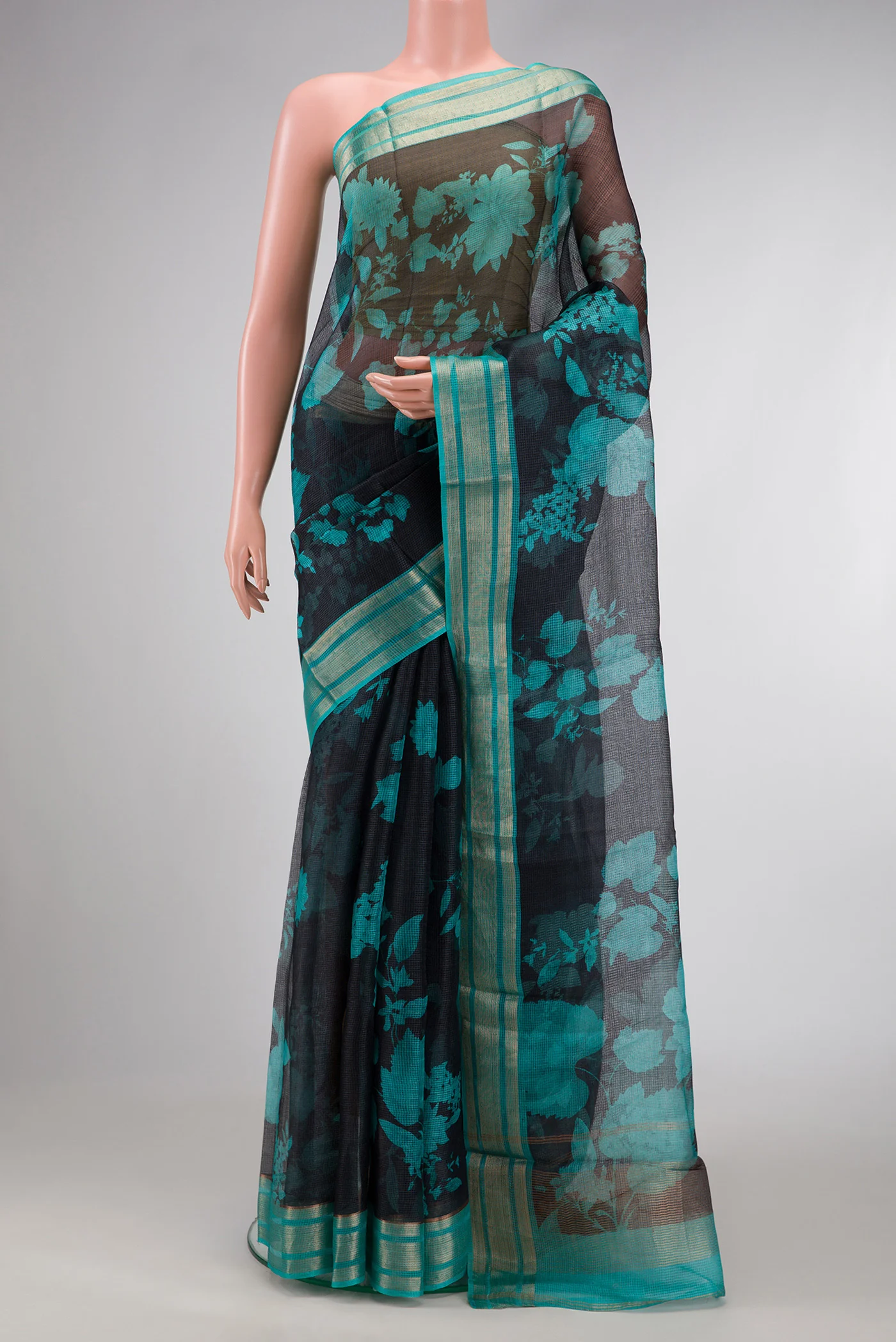 Black Tussar Silk Saree