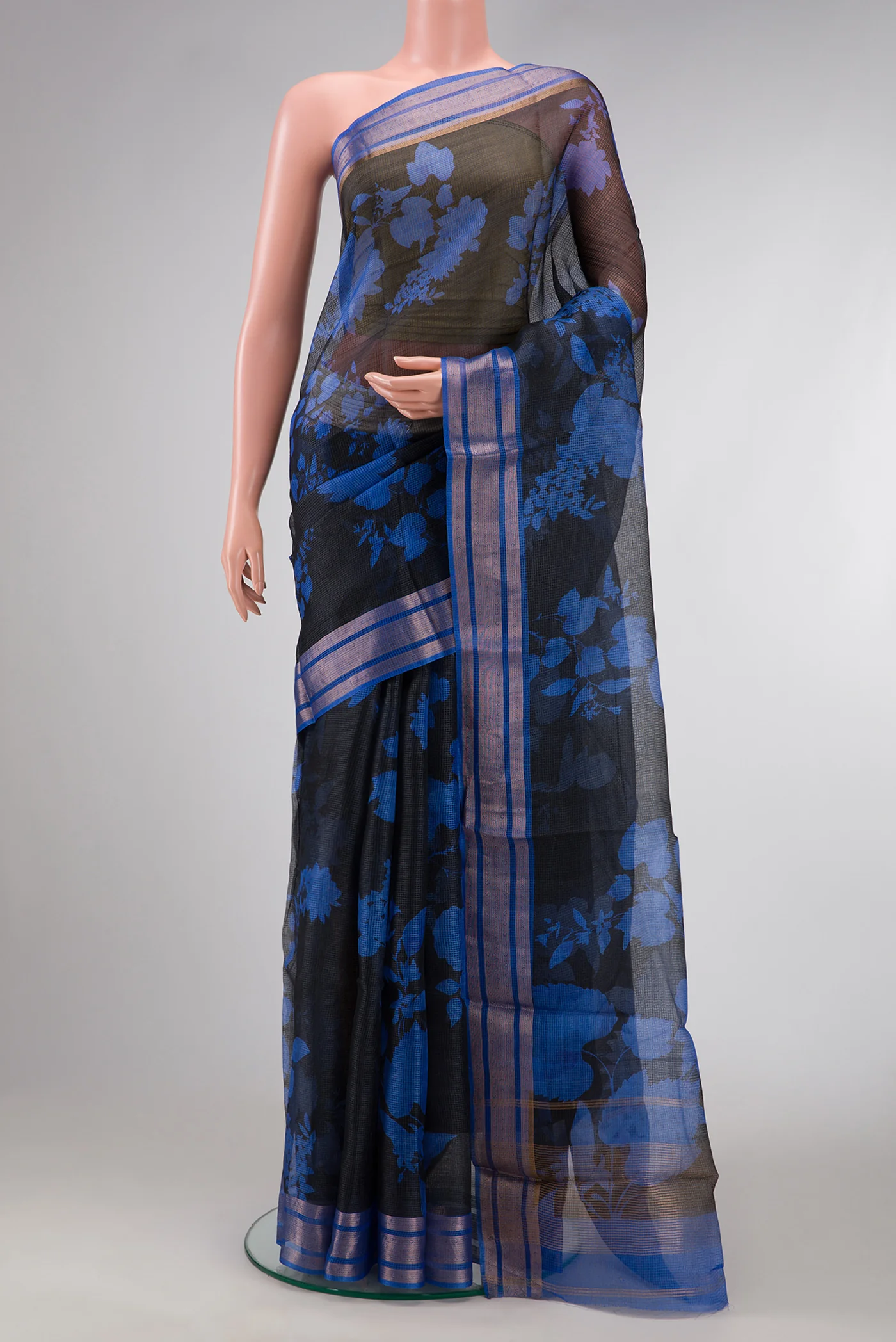 Black Tussar Silk Saree