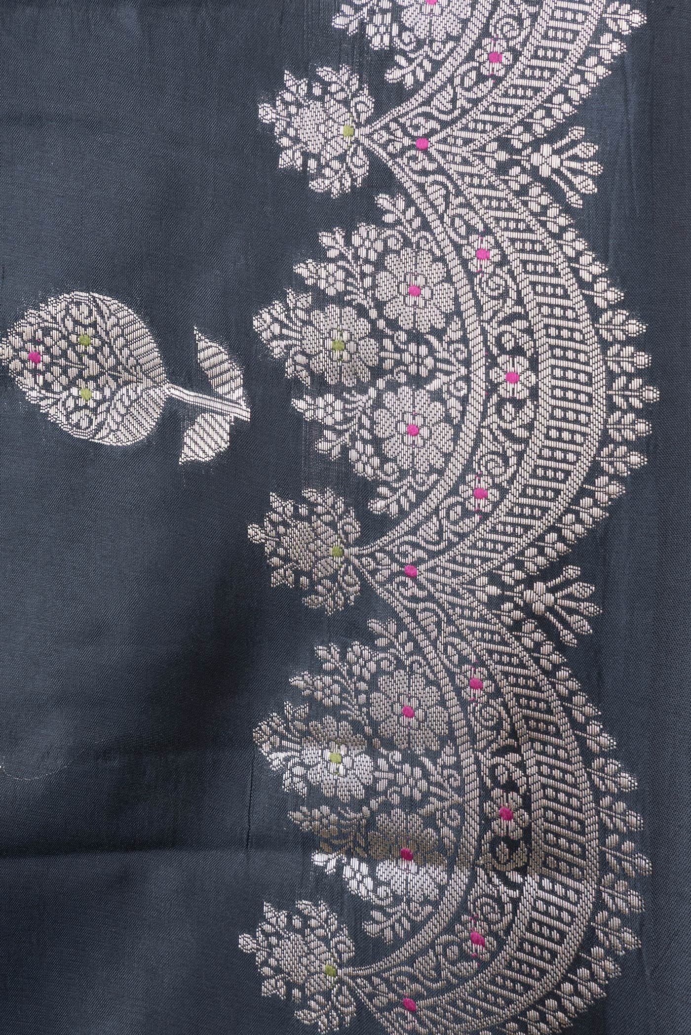 Black Banarasi Raw Silk Saree - Image 3