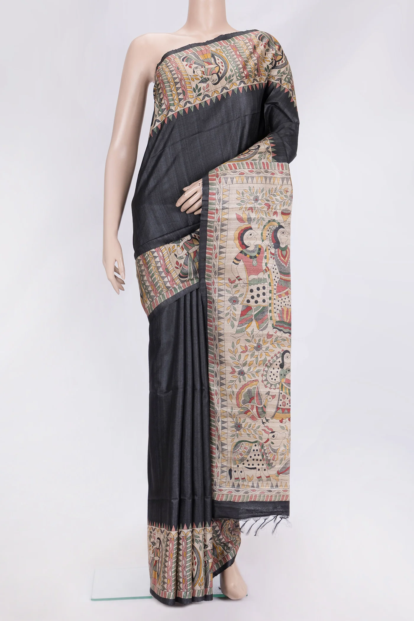 Black Tussar Silk Saree
