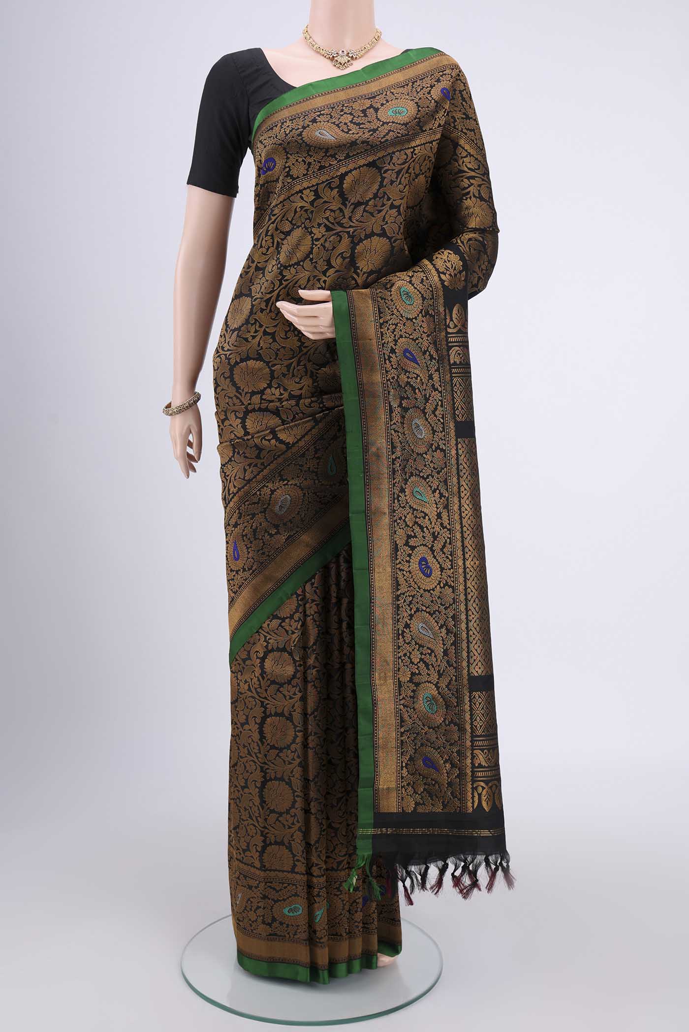 Black Gadwal Silk Saree