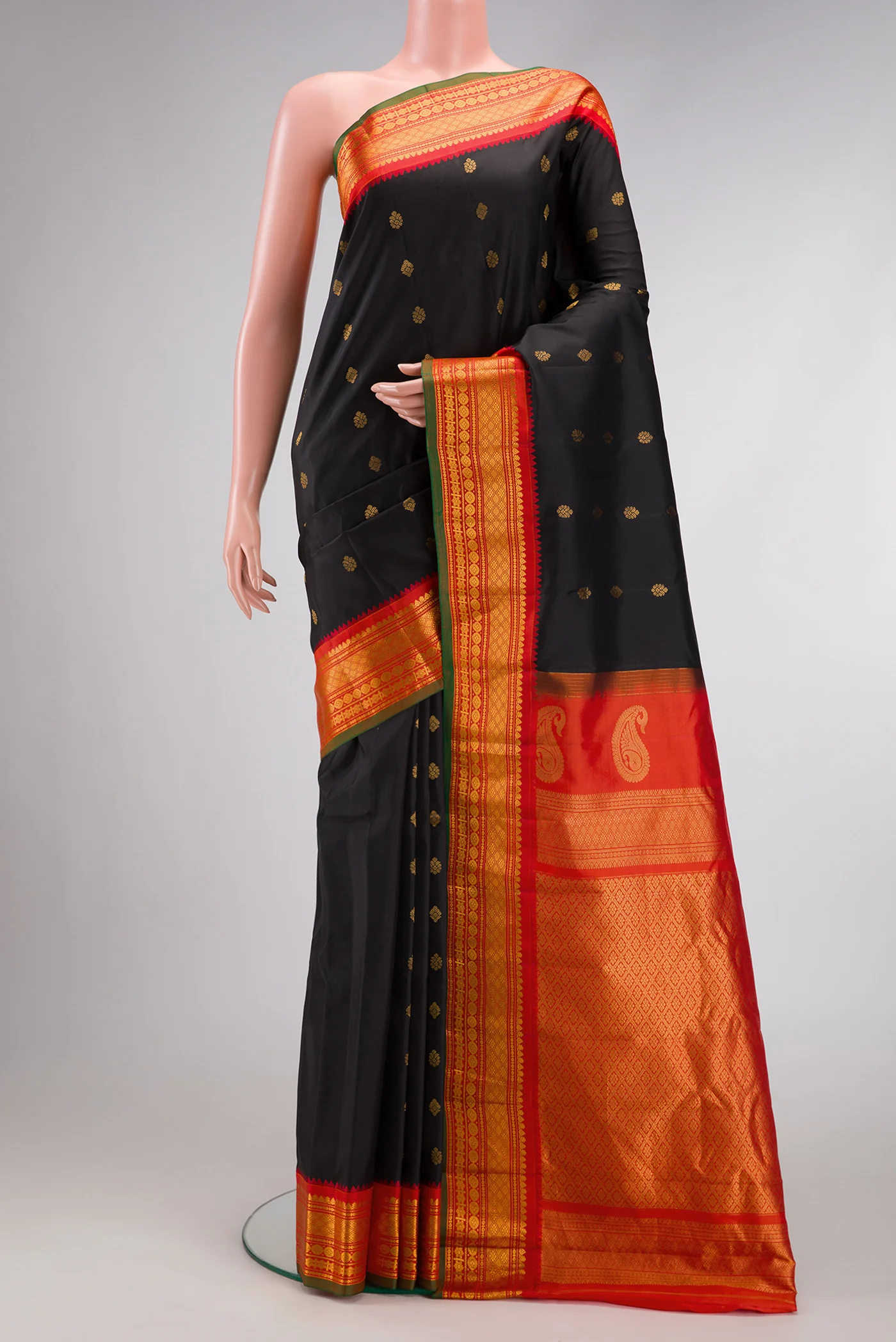Black Gadwal Silk Saree