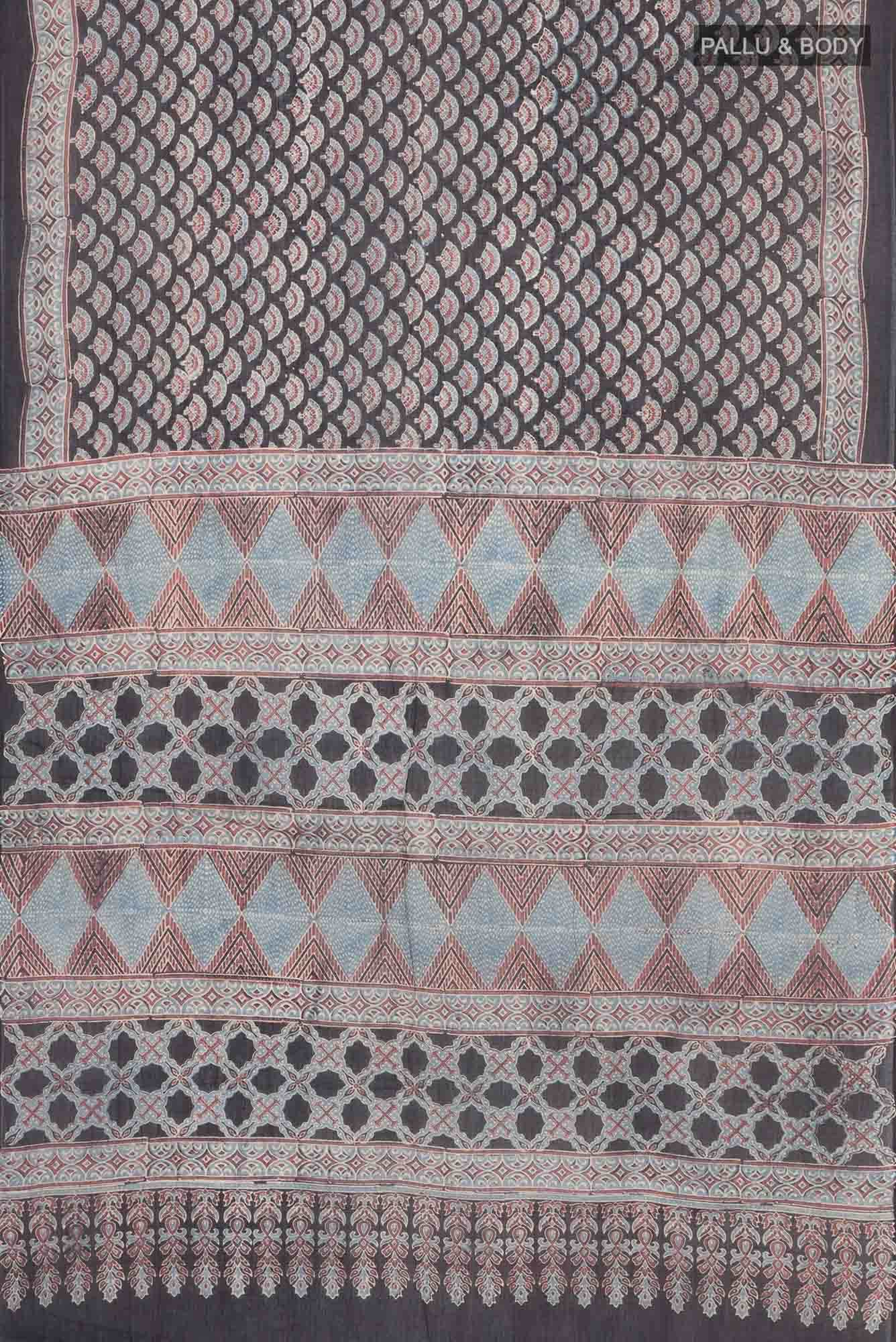 Black Kalamkari Cotton Saree - Image 2