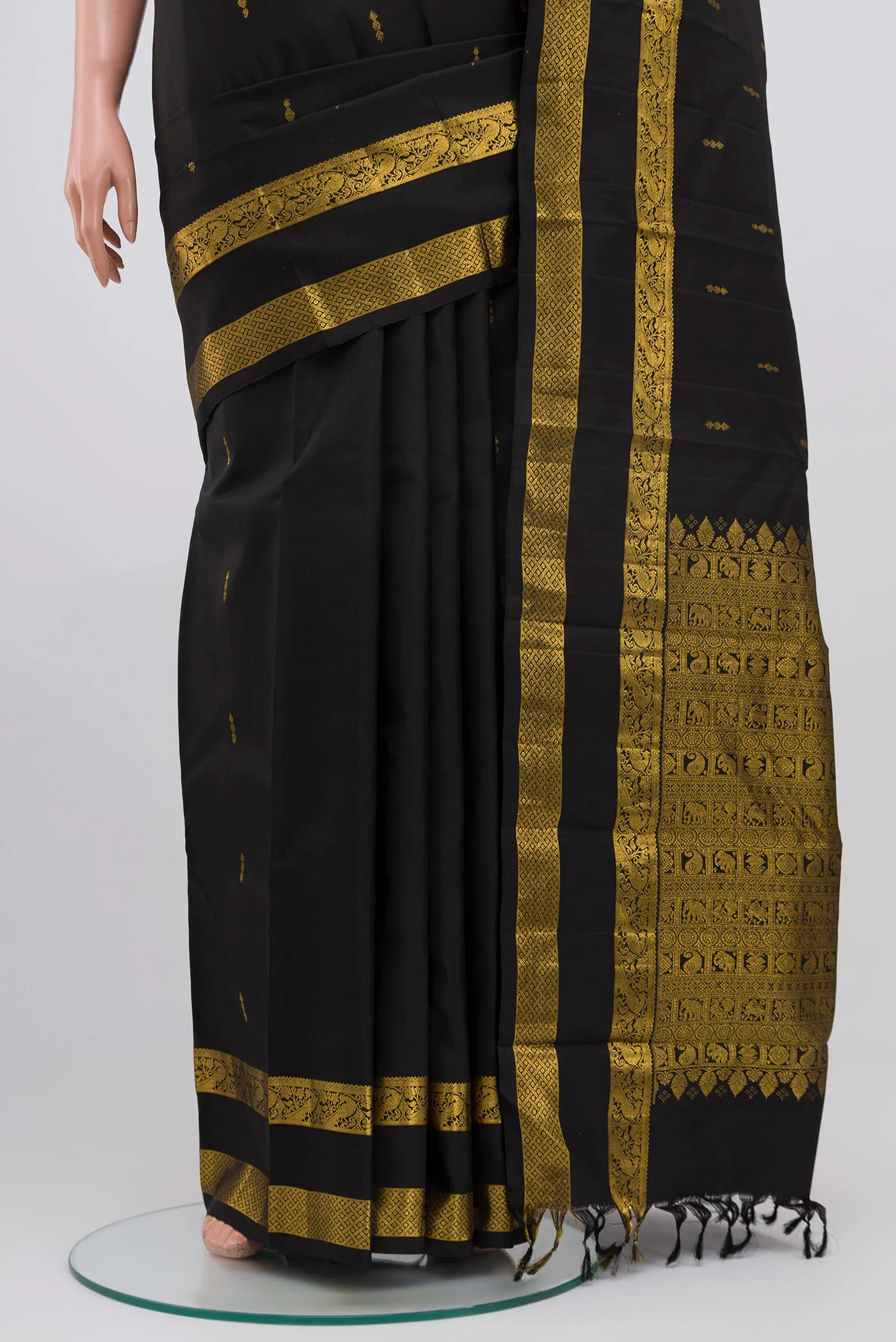 Black Kanchipuram Silk Saree - Image 3