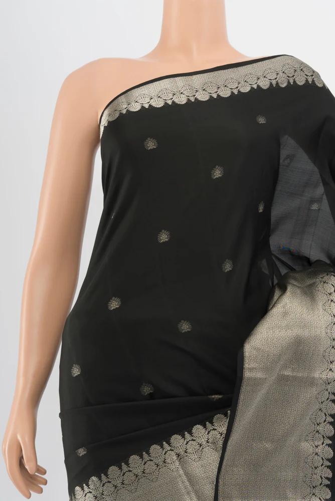 Black Kanchipuram Silk Saree - Image 2