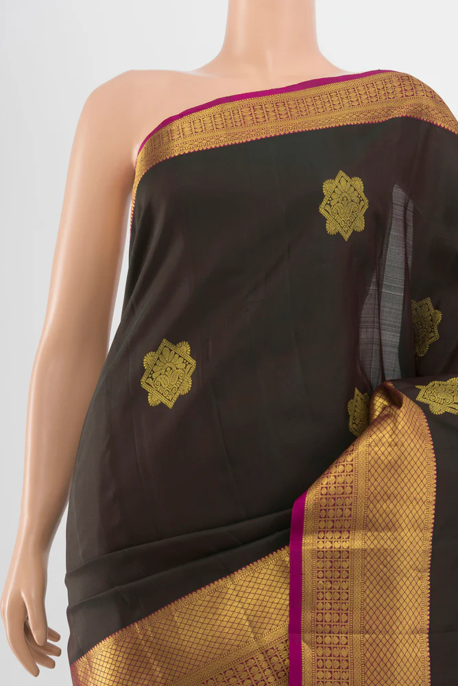 Black Kanchipuram Silk Saree - Image 2