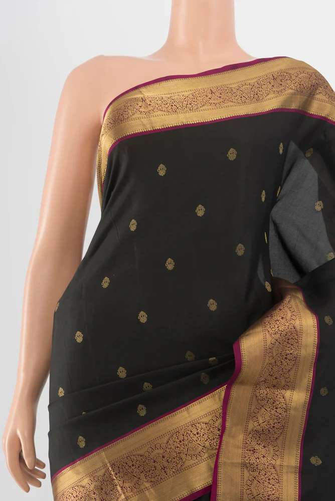 Black Kanchipuram Silk Saree - Image 2