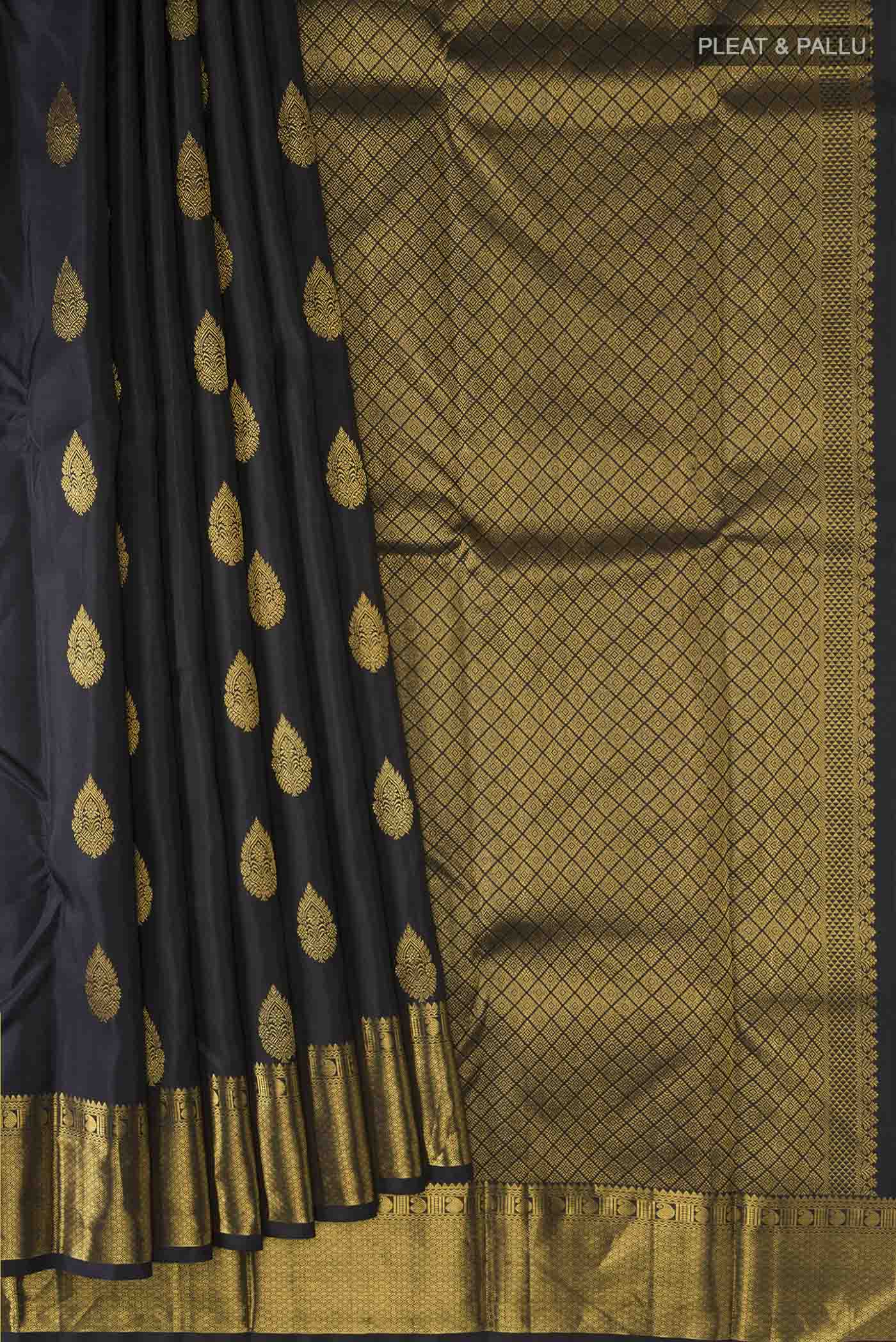 Black Kanchipuram Silk Saree - Image 4