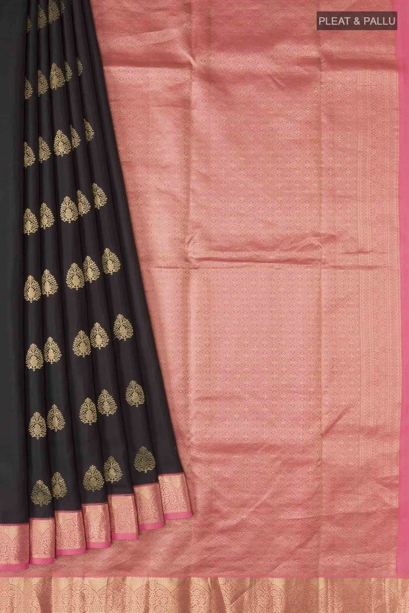 Black Kanchipuram Silk Saree - Image 4