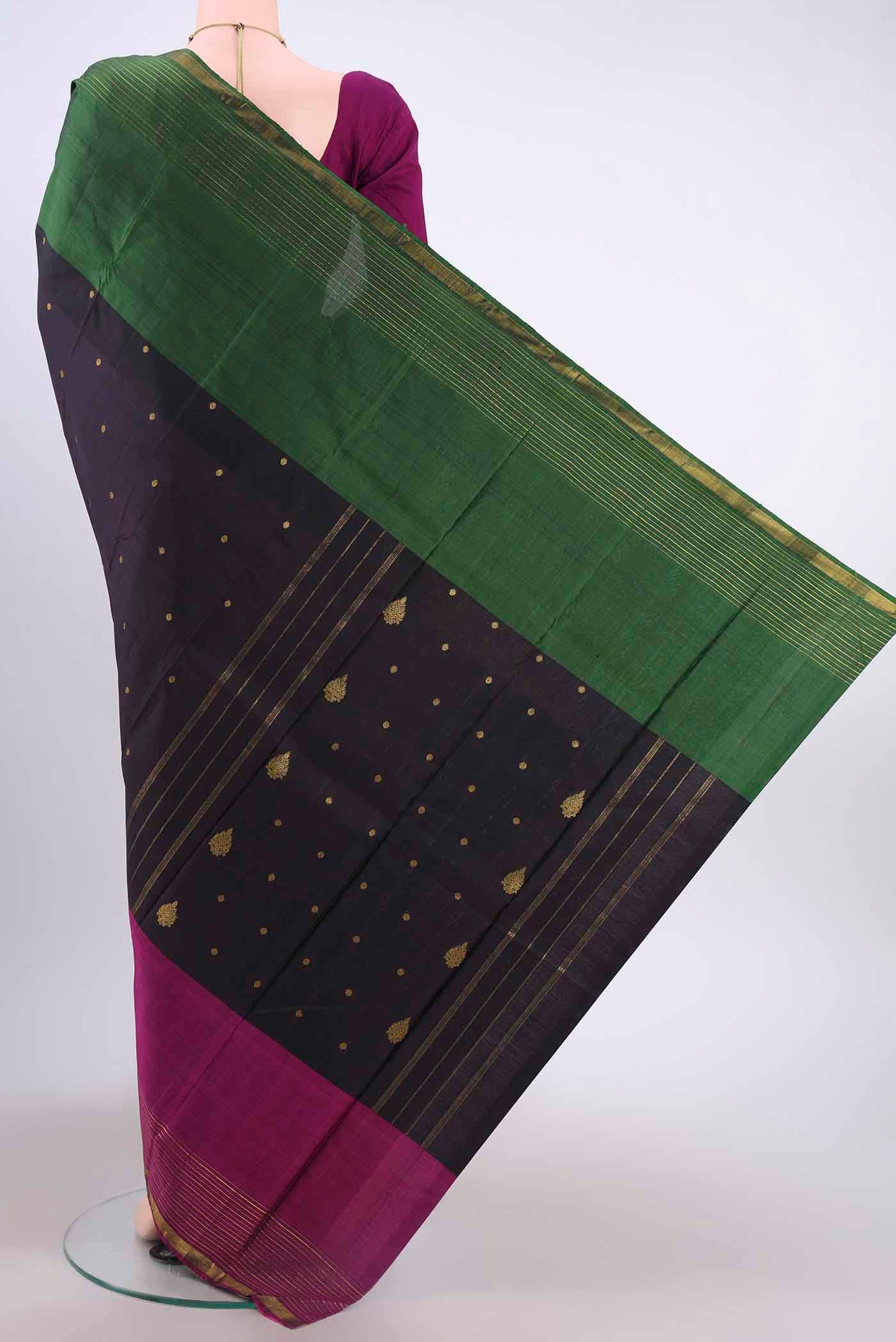 Black Kanchipuram Silk Saree - Image 3