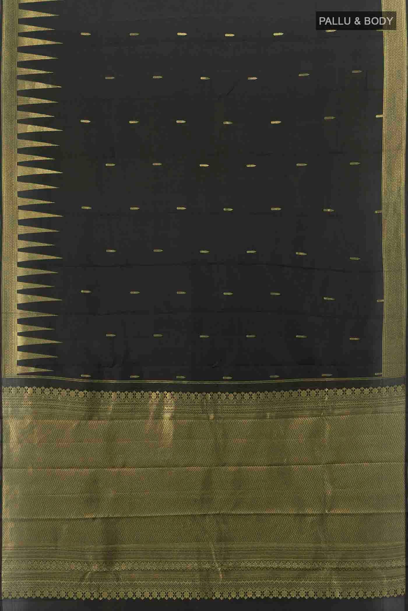 Black Kanchipuram Silk Saree - Image 5