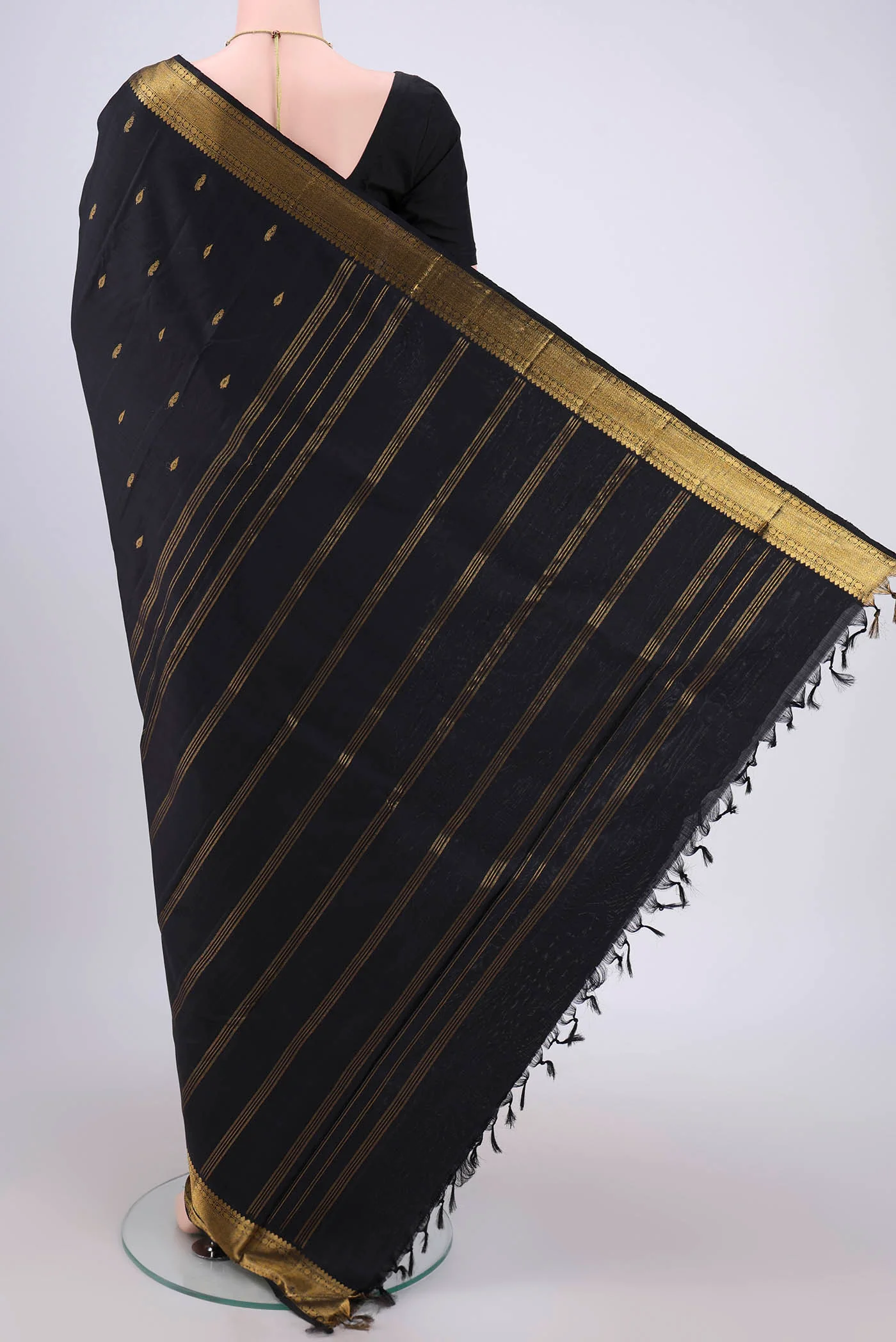Black Kanchipuram Silk Saree - Image 3