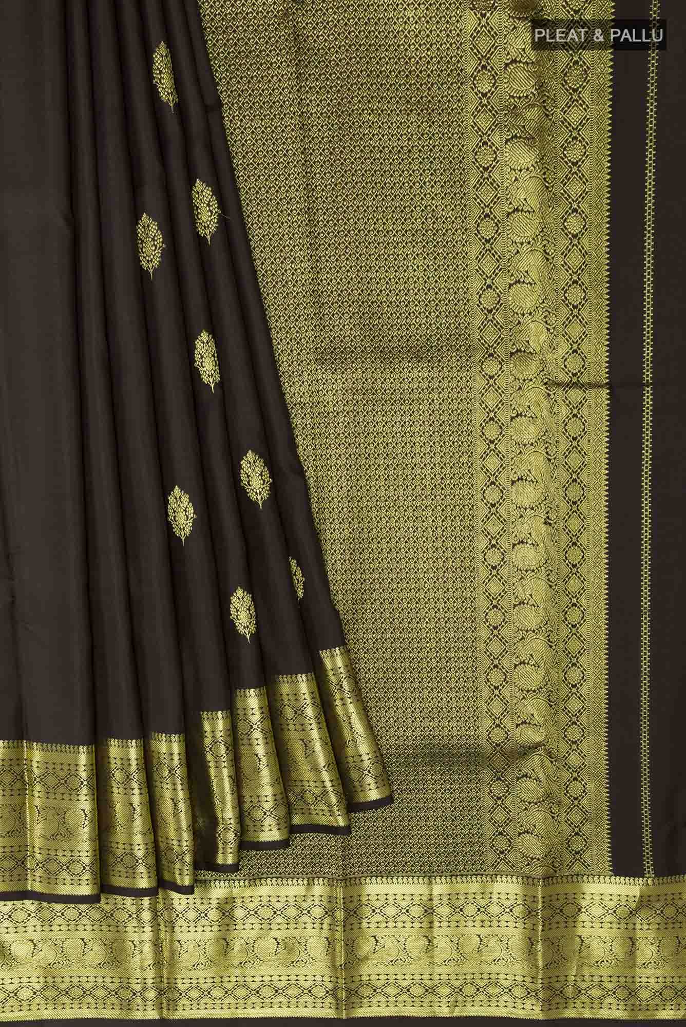 Black Kanchipuram Silk Saree - Image 2