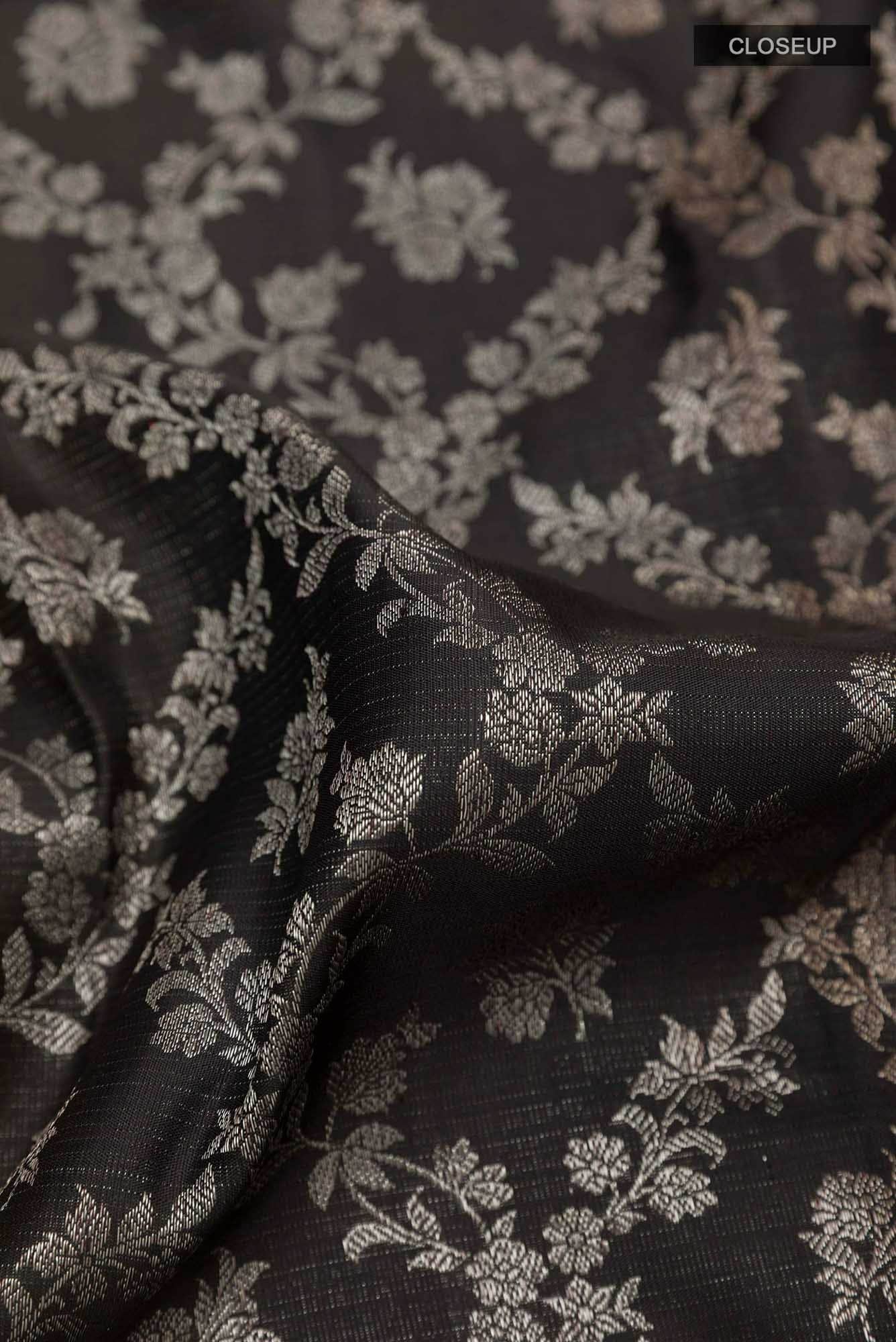 Black Kanchipuram Silk Saree - Image 2