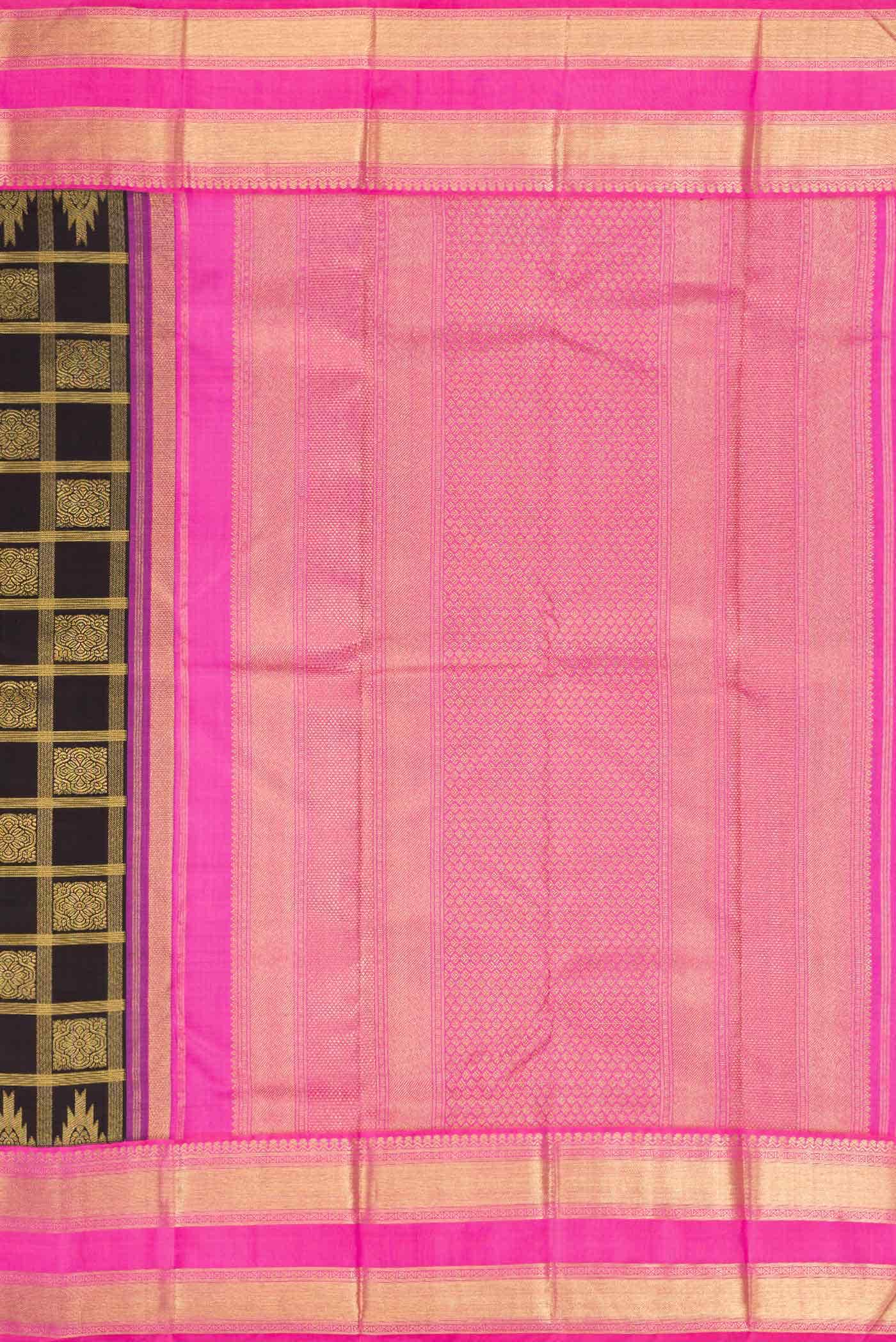 Pure Silk Pure Zari Black Kanjivaram Saree - Image 5