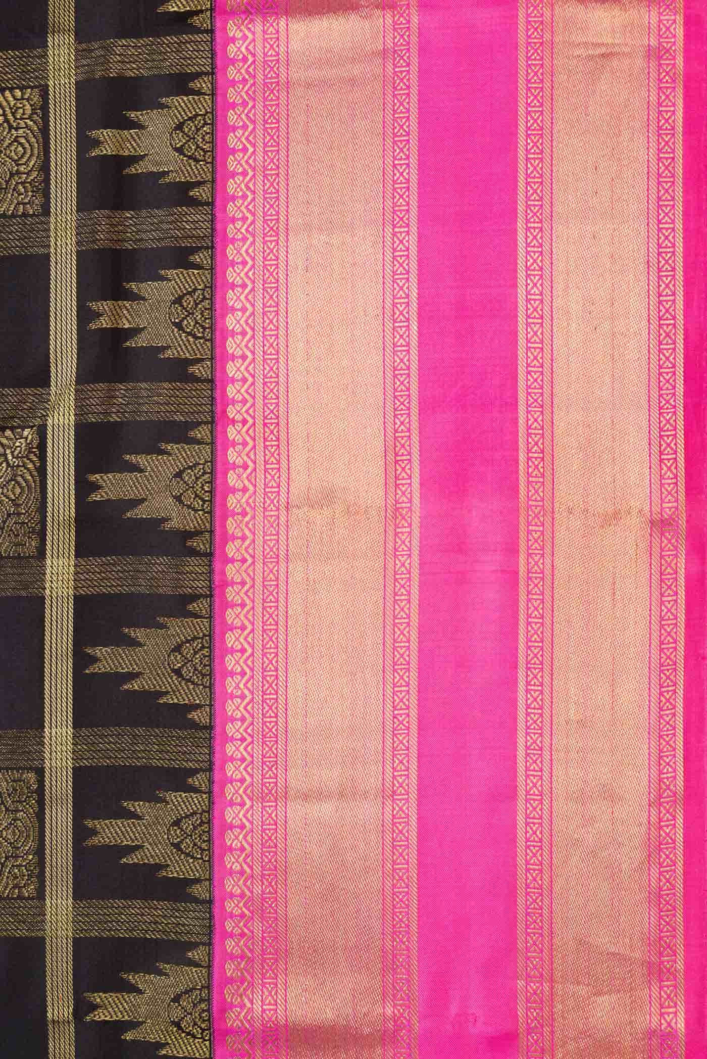 Pure Silk Pure Zari Black Kanjivaram Saree - Image 6