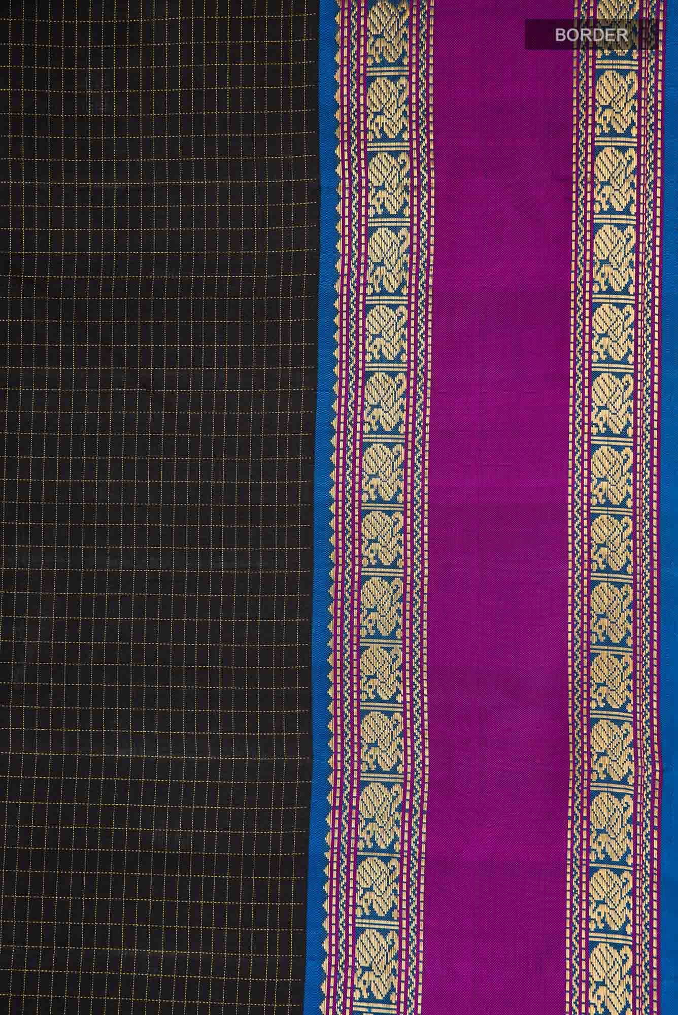 Black Kanchipuram Silk Saree - Image 5